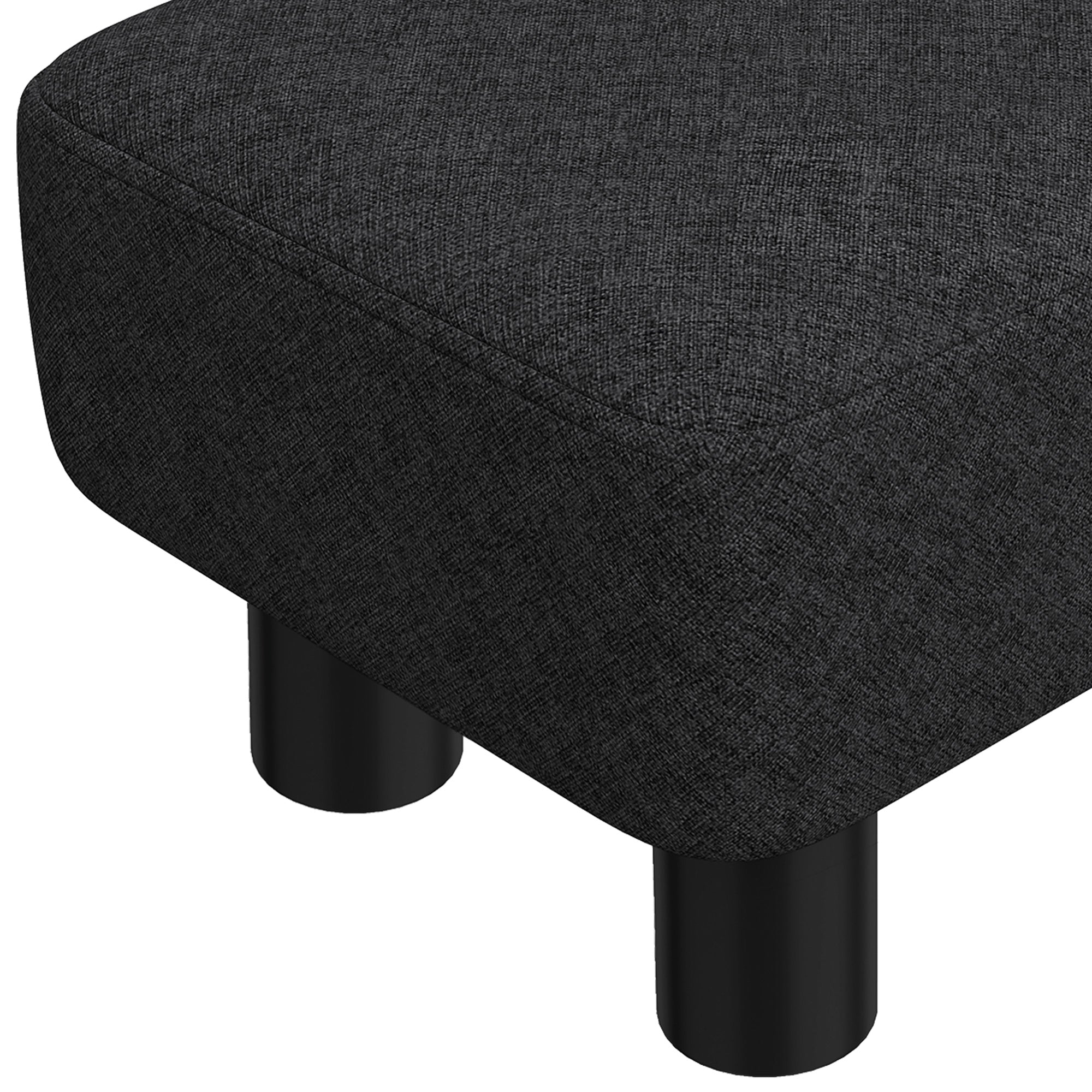 HOMCOM Linen Fabric Footstool Ottoman Cube with 4 Plastic Legs, Black