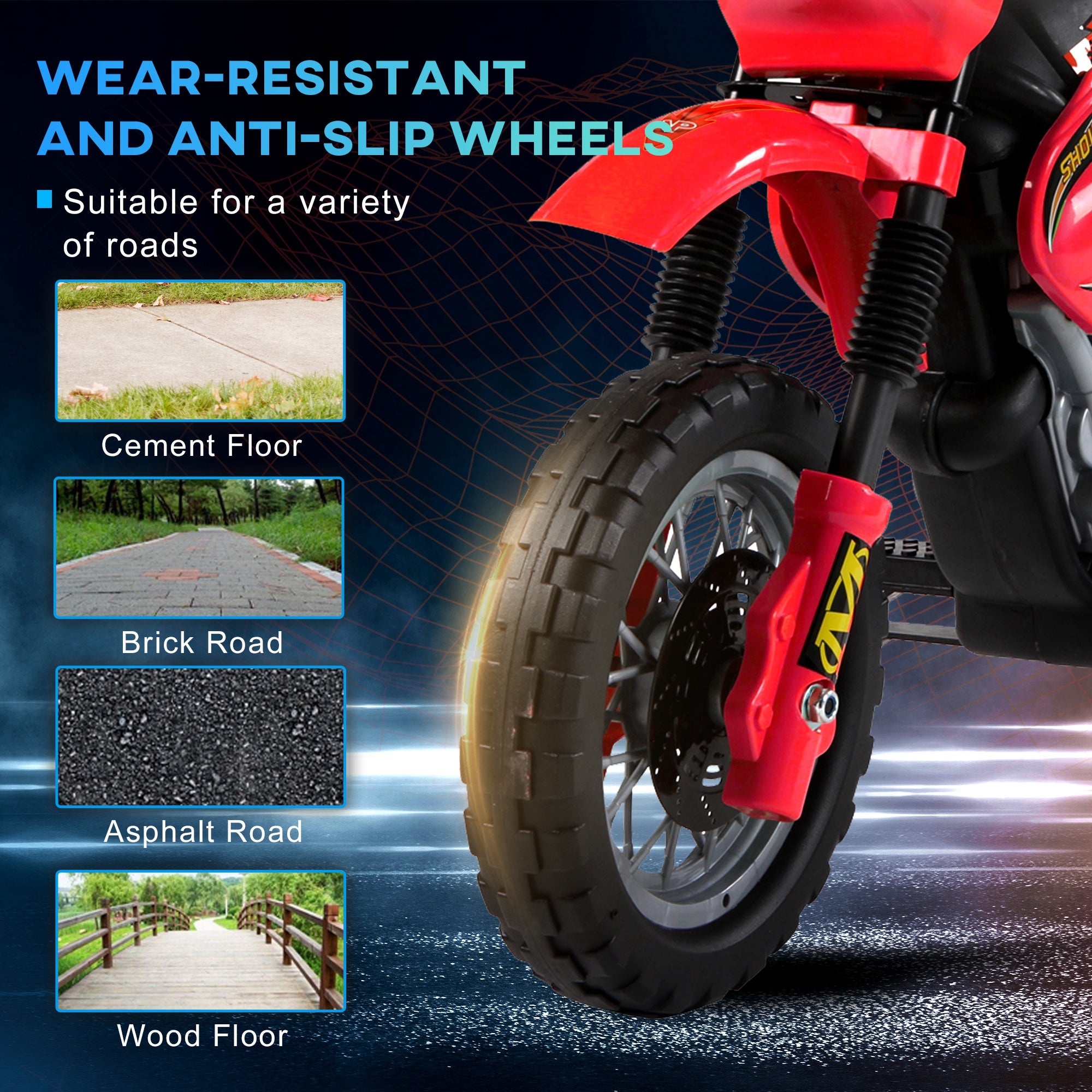 HOMCOM 6V Kids Child Electric Motorbike Ride on Motorcycle Scooter Children Toy Gift for 3-6 Years (Red) - North Peak Garden Furniture