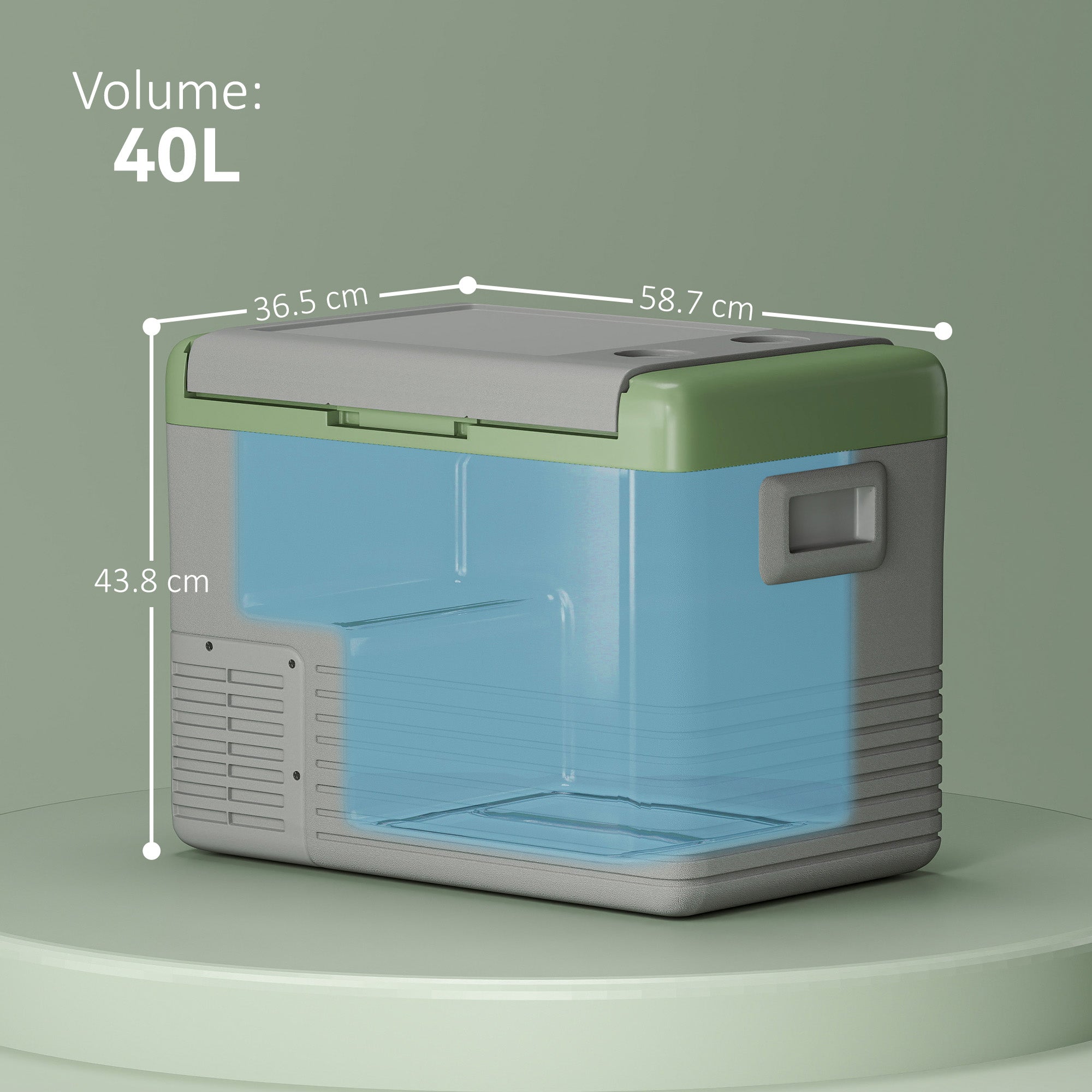 Outsunny 40L Portable Car Refrigerator - Light Green and Grey - North Peak Garden Furniture