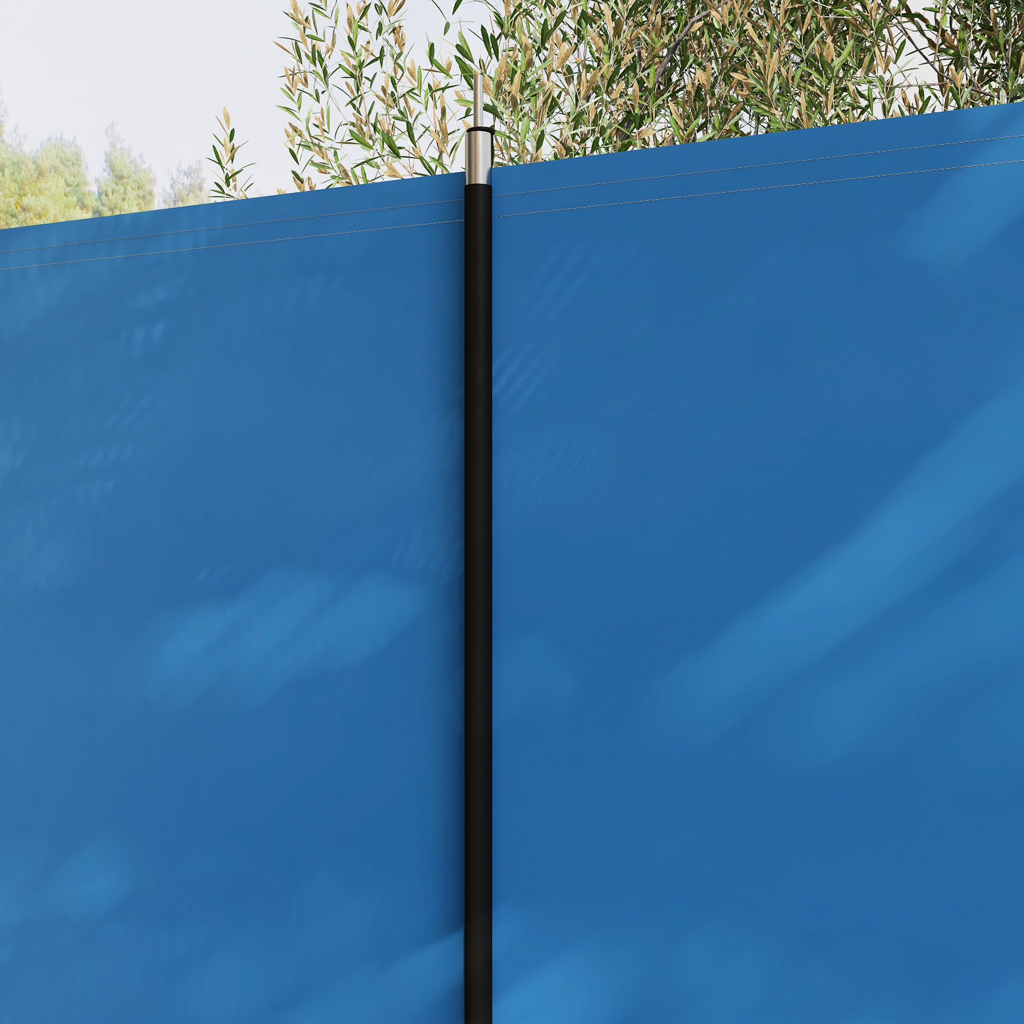 Outsunny 5 Pole Camping Windbreaks, Beach Wind Shield Shelter with Carry Bag and Steel Poles, Outdoor Caravan Privacy Shield, 540cm x 150cm, Blue - North Peak Garden Furniture