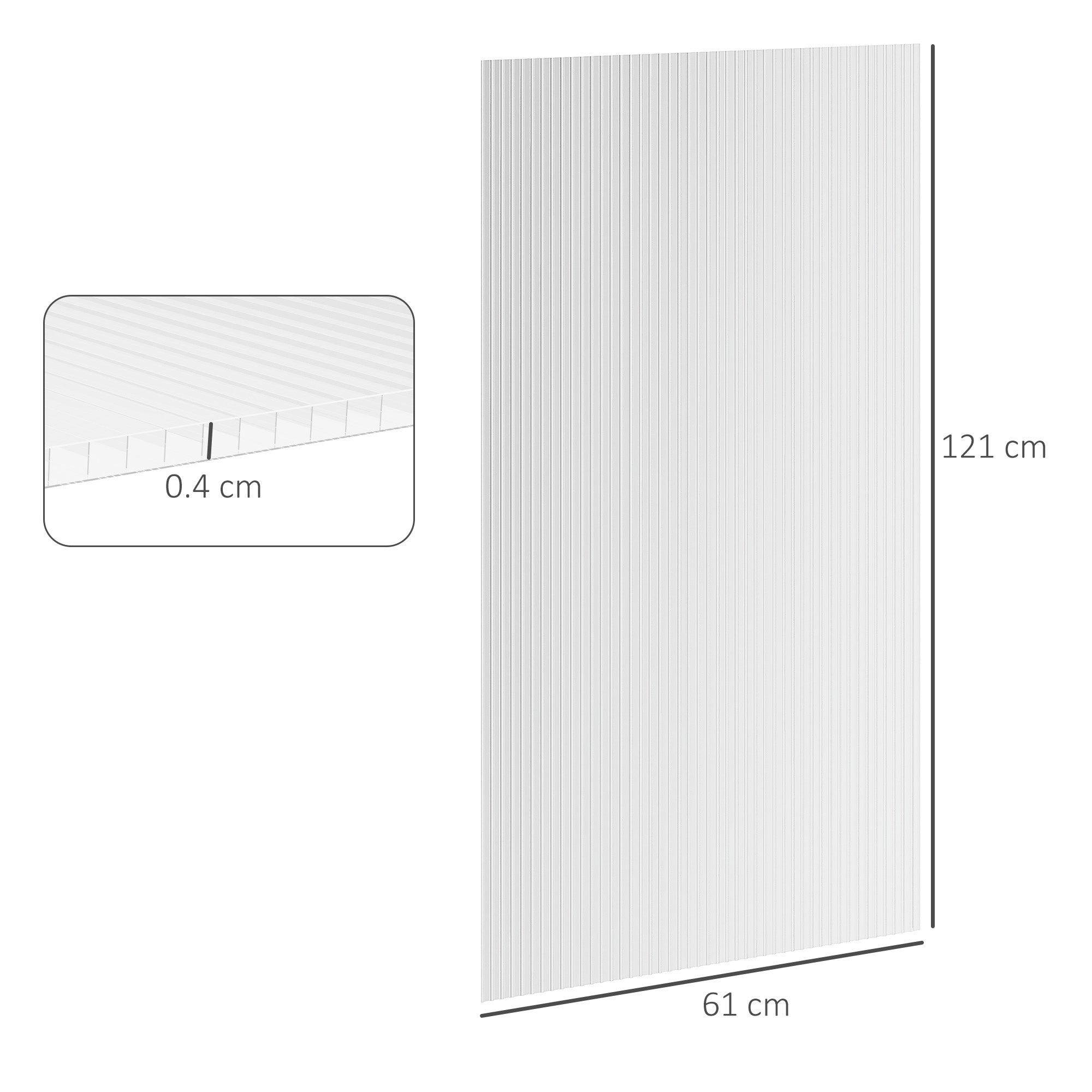 Outsunny 14 Pieces Polycarbonate Sheets, 121 x 61 x 0.4cm Twin-Wall Plastic Roofing Sheets, 10m² Replacement Greenhouse Panels, Waterproof and UV Protection, Clear - North Peak Garden Furniture