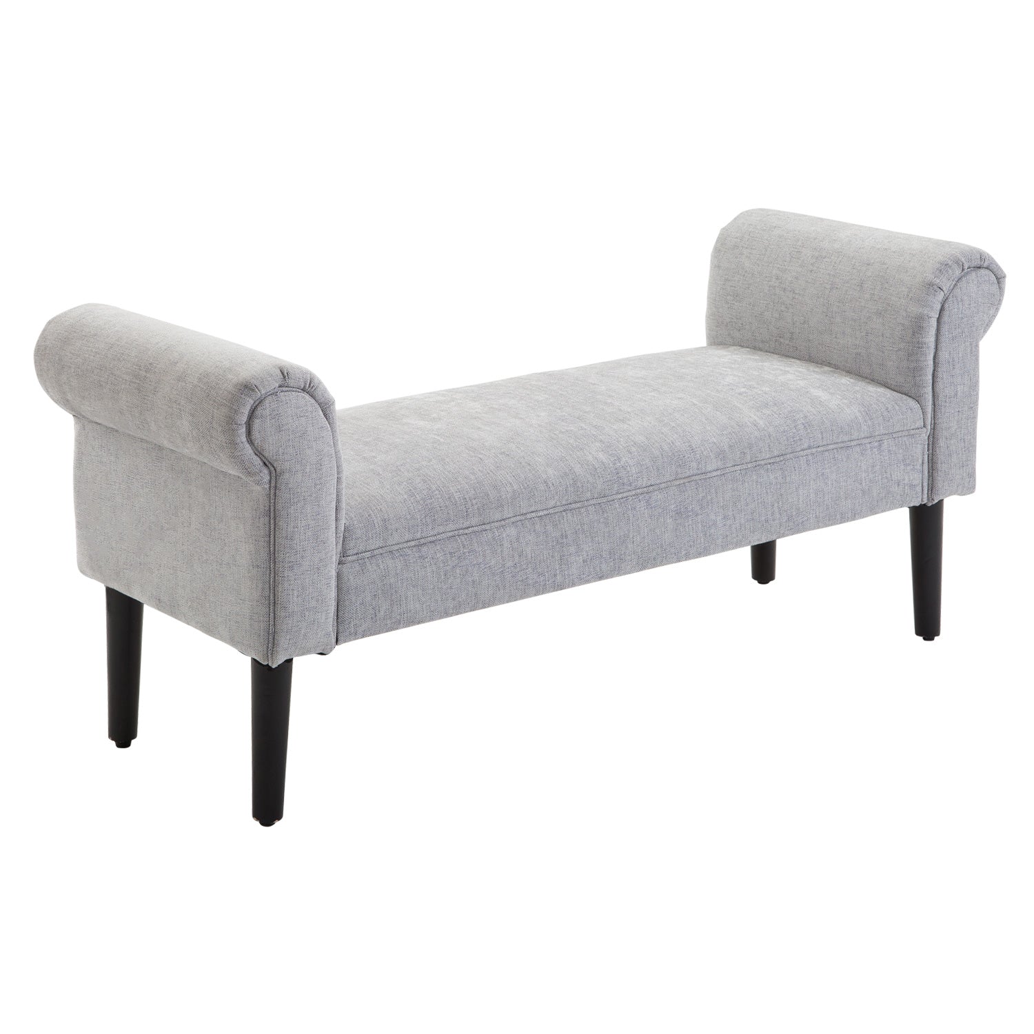 HOMCOM Bed End Side Chaise Lounge Sofa Window Seat Arm Bench Wooden Leg Linen Fabric Cover Light Grey - North Peak Garden Furniture