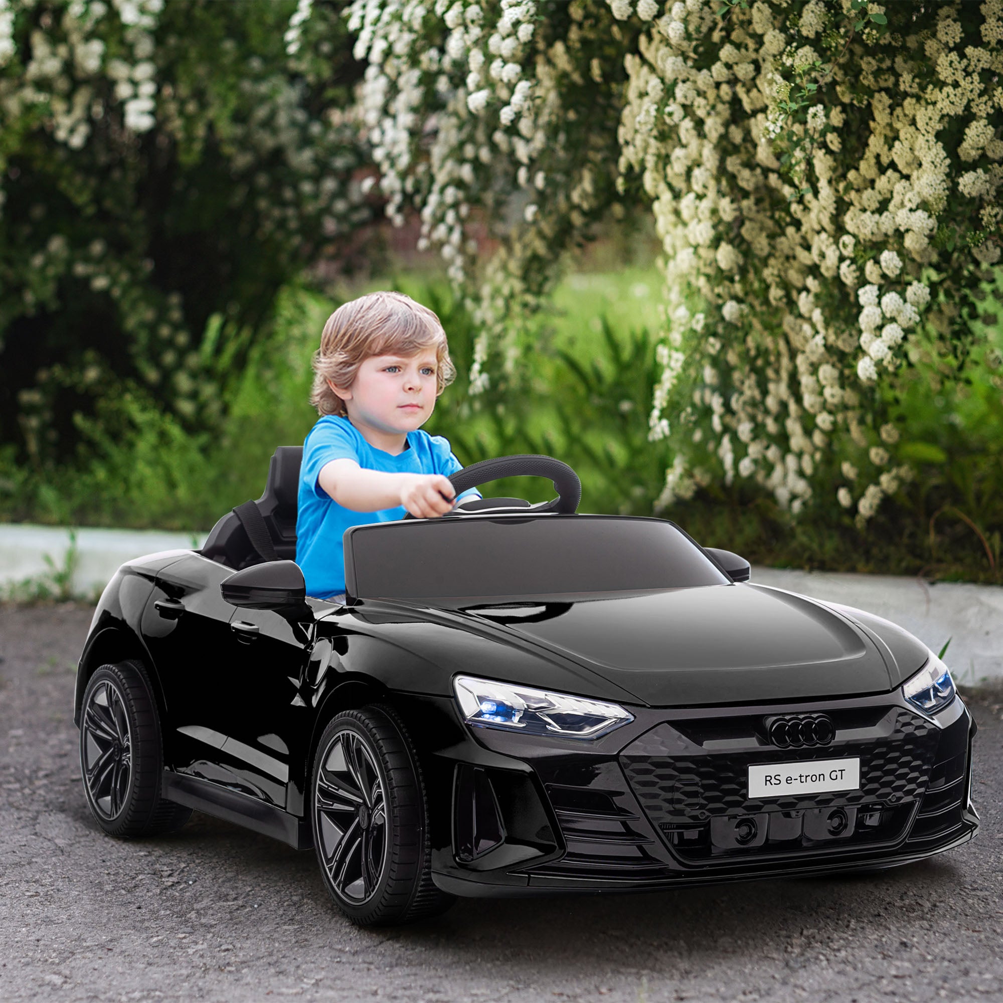HOMCOM Audi Licensed 12V Kids Electric Ride-On, with Remote Control, Suspension System, Lights, Music, Motor - Black - North Peak Garden Furniture