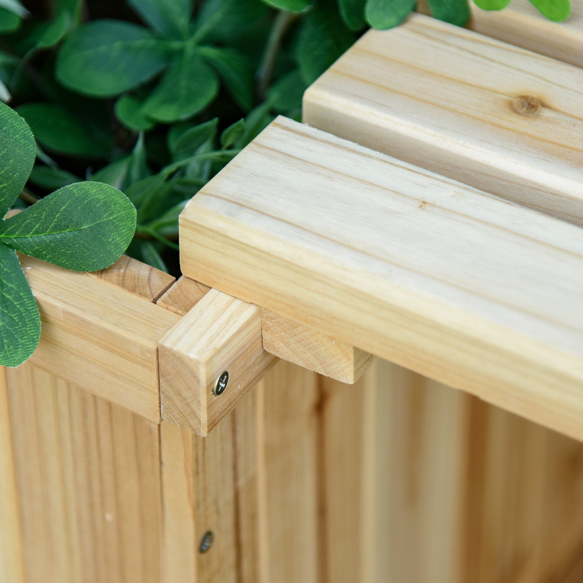 Outsunny 37L Wooden Garden Planter & Bench Combination Garden Raised Bed Patio Park Natural 176 x 38 x 40 cm - North Peak Garden Furniture