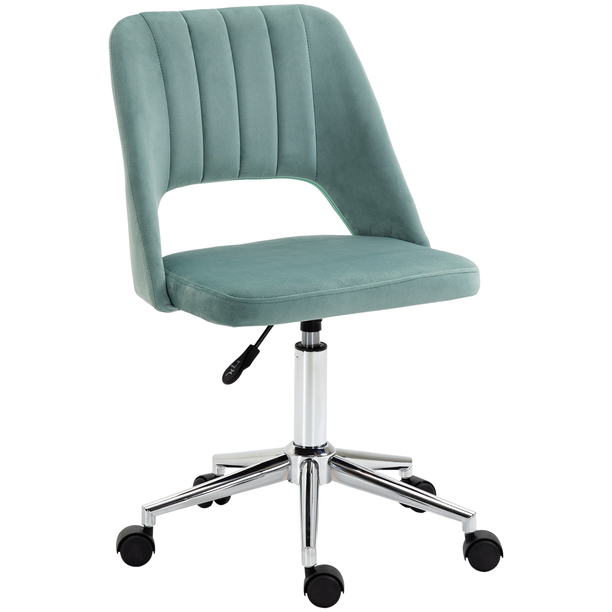 Vinsetto Mid Back Office Chair Velvet Fabric Swivel Scallop Shape Computer Desk Chair for Home Study Bedroom Green - North Peak Garden Furniture