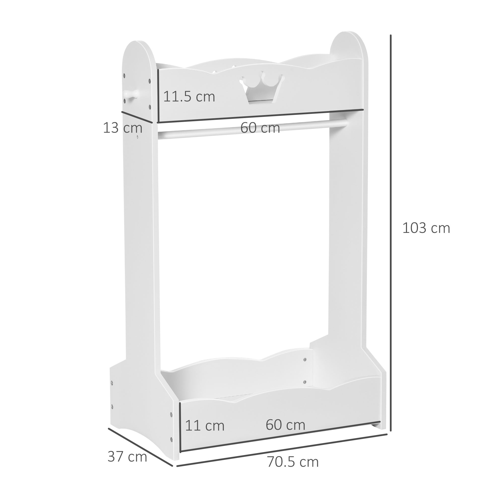 HOMCOM Kids Clothes Rail Wooden Hanging Rack with Storage Shelves Children Garment Freestanding Wardrobe for 3-8 Years Toddler, White - North Peak Garden Furniture