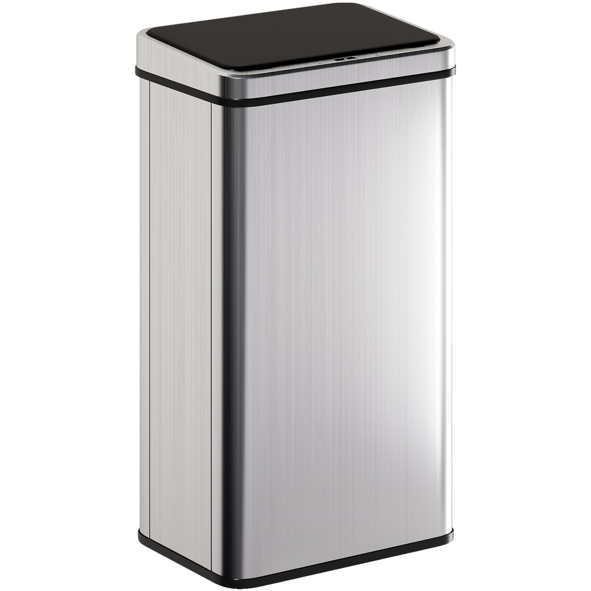 HOMCOM 50L Sensor Bin with Quiet Soft-Close Lid, Automatic Touchless Motion Sensor Kitchen Bin with Fingerprint Resistant Stainless Steel for Hygienic Gyms, Home Office Use, Silver Tone