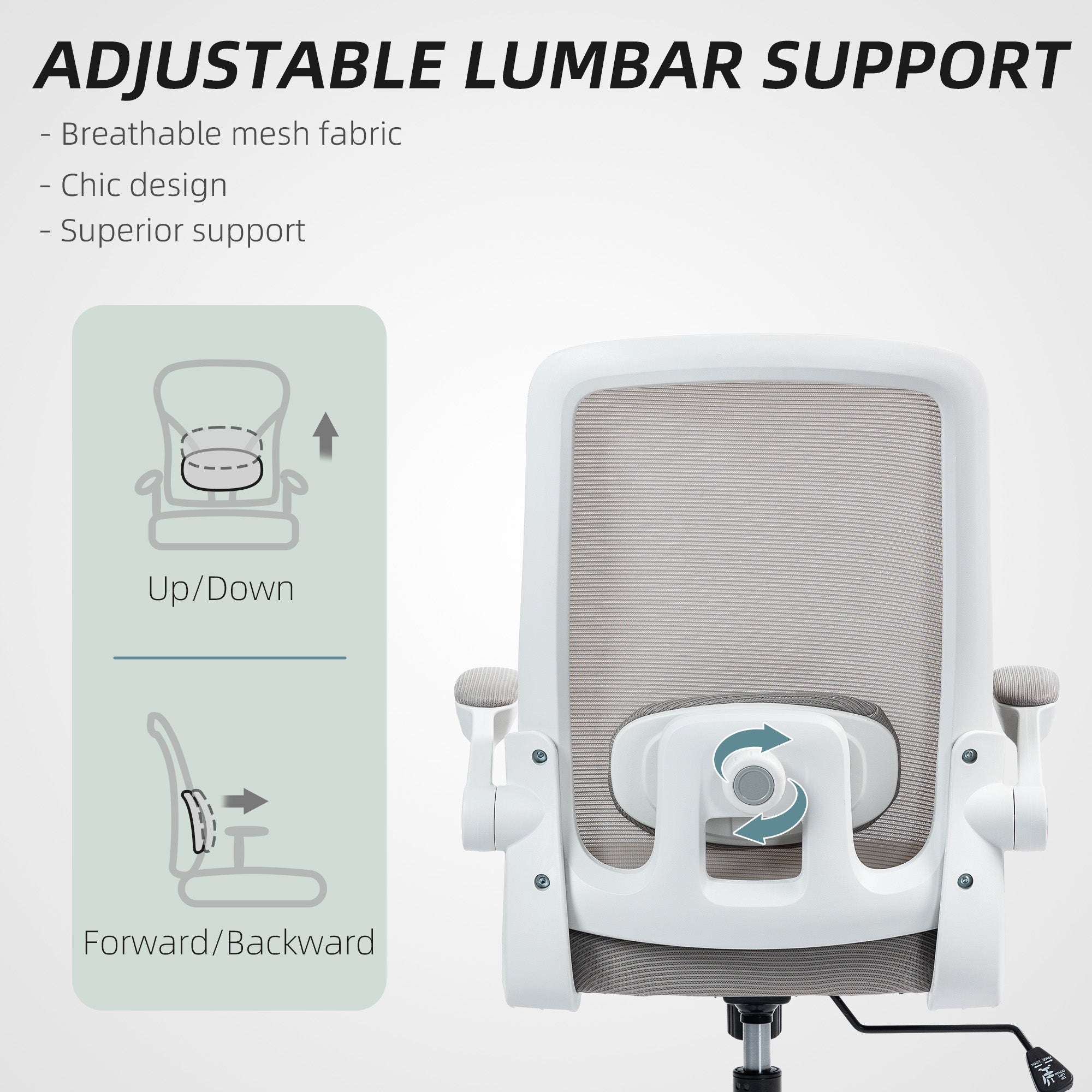 HOMCOM Mesh Back Adjustable Office Chair - Grey - North Peak Garden Furniture