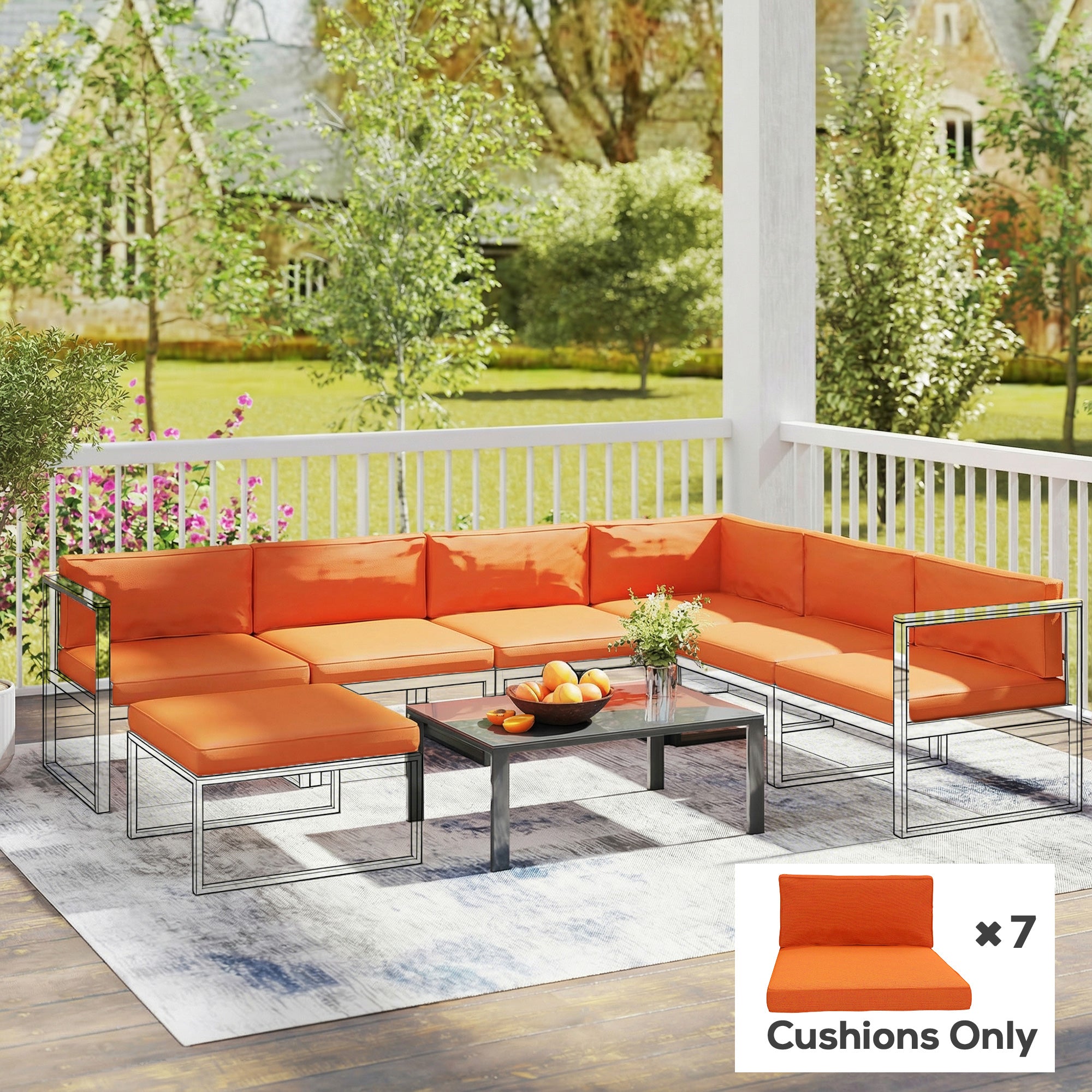 Outsunny 14-piece Dining Set Cushions - Orange