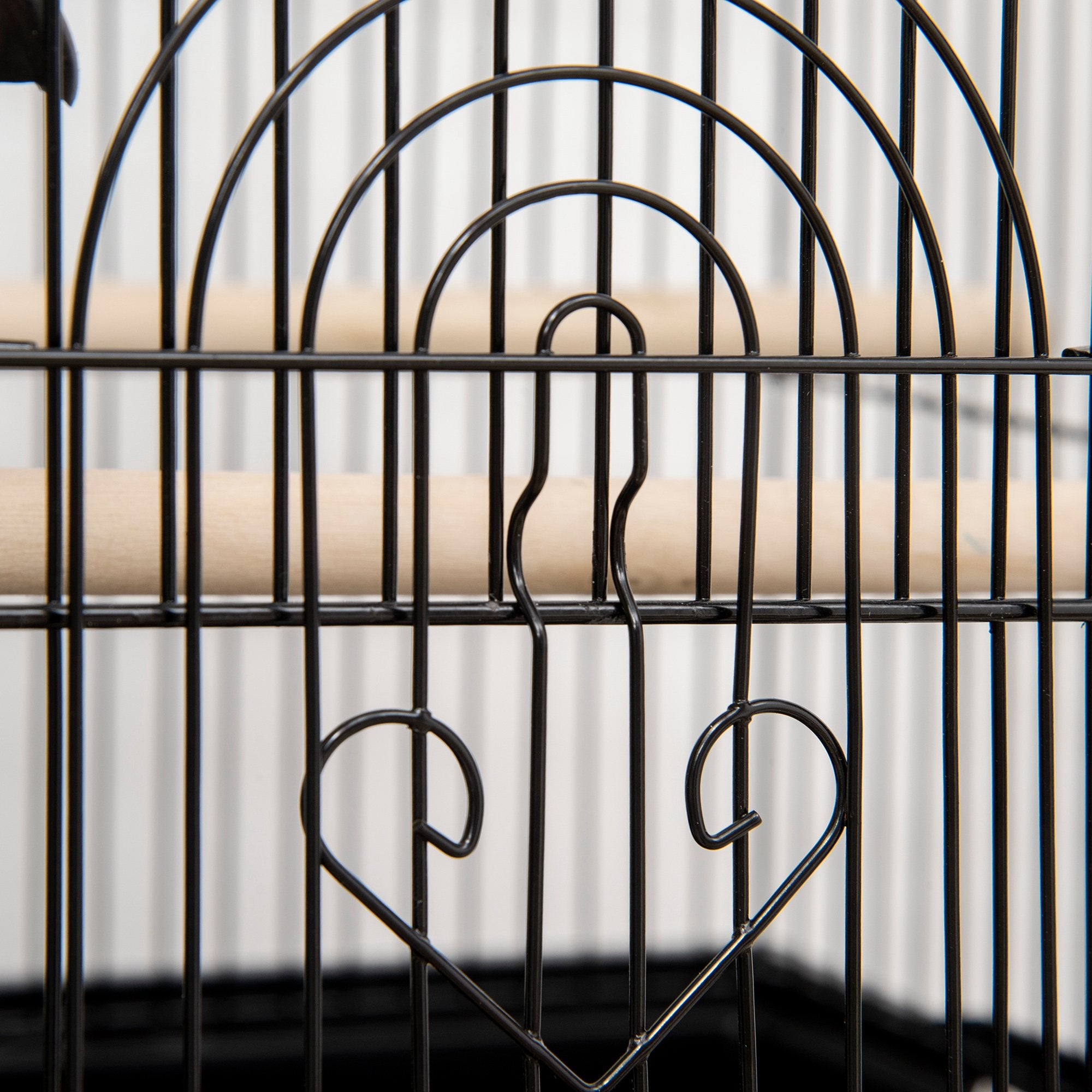 PawHut Metal Bird Cage with Plastic Swing Perch Food Container Tray Handle for Finch Canary Budgie 50.5 x 40 x 63cm Black - North Peak Garden Furniture