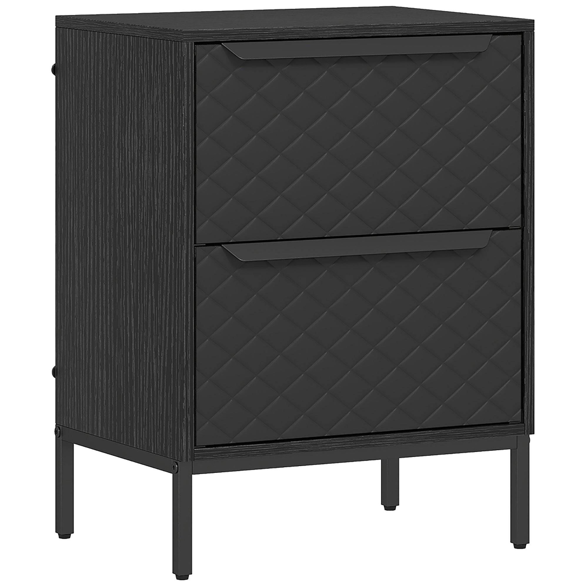 HOMCOM Chest of Drawers, Dresser with 2 Fabric Drawers and Aluminium Handles - Black