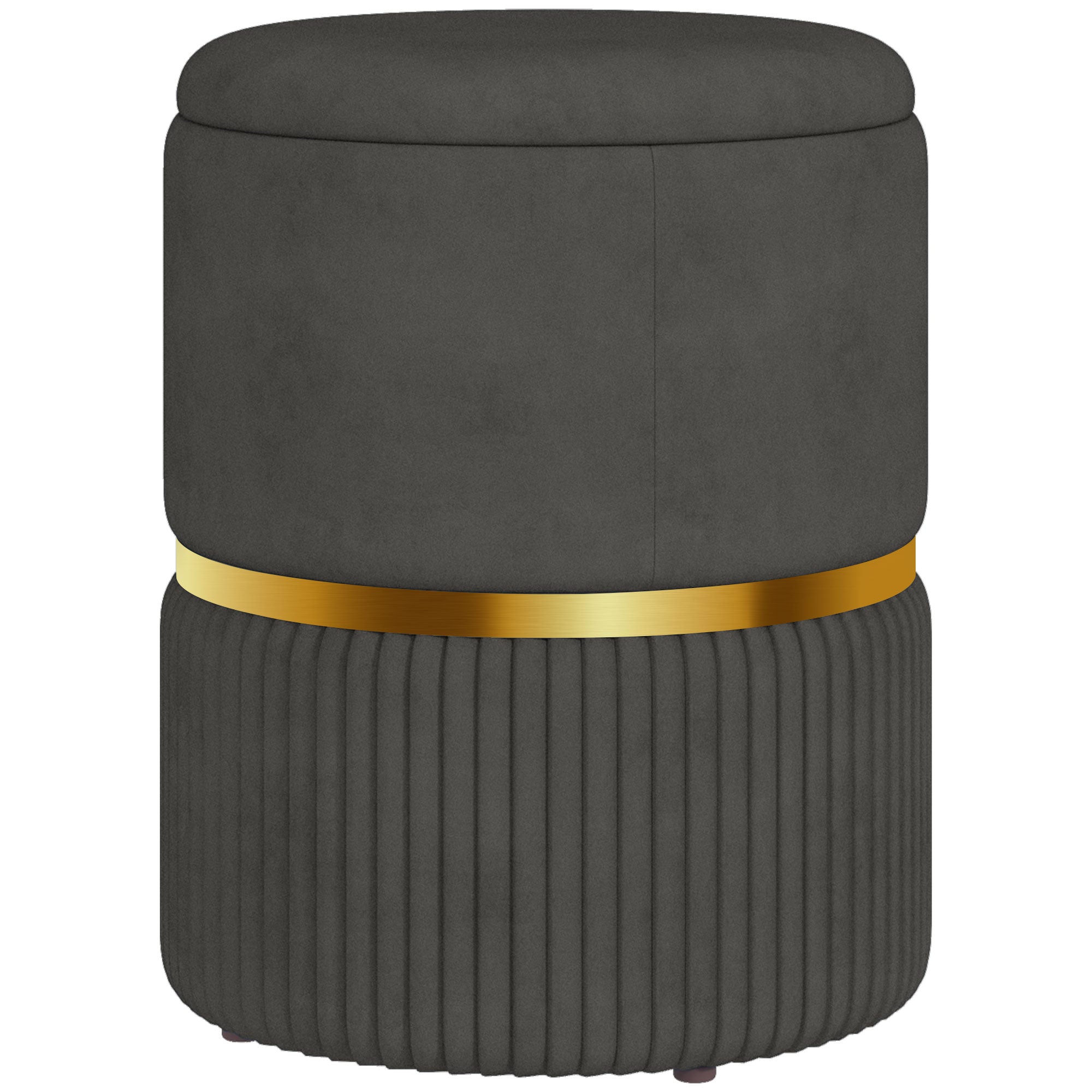 HOMCOM Velvet-Feel Storage Ottoman - Grey - North Peak Garden Furniture