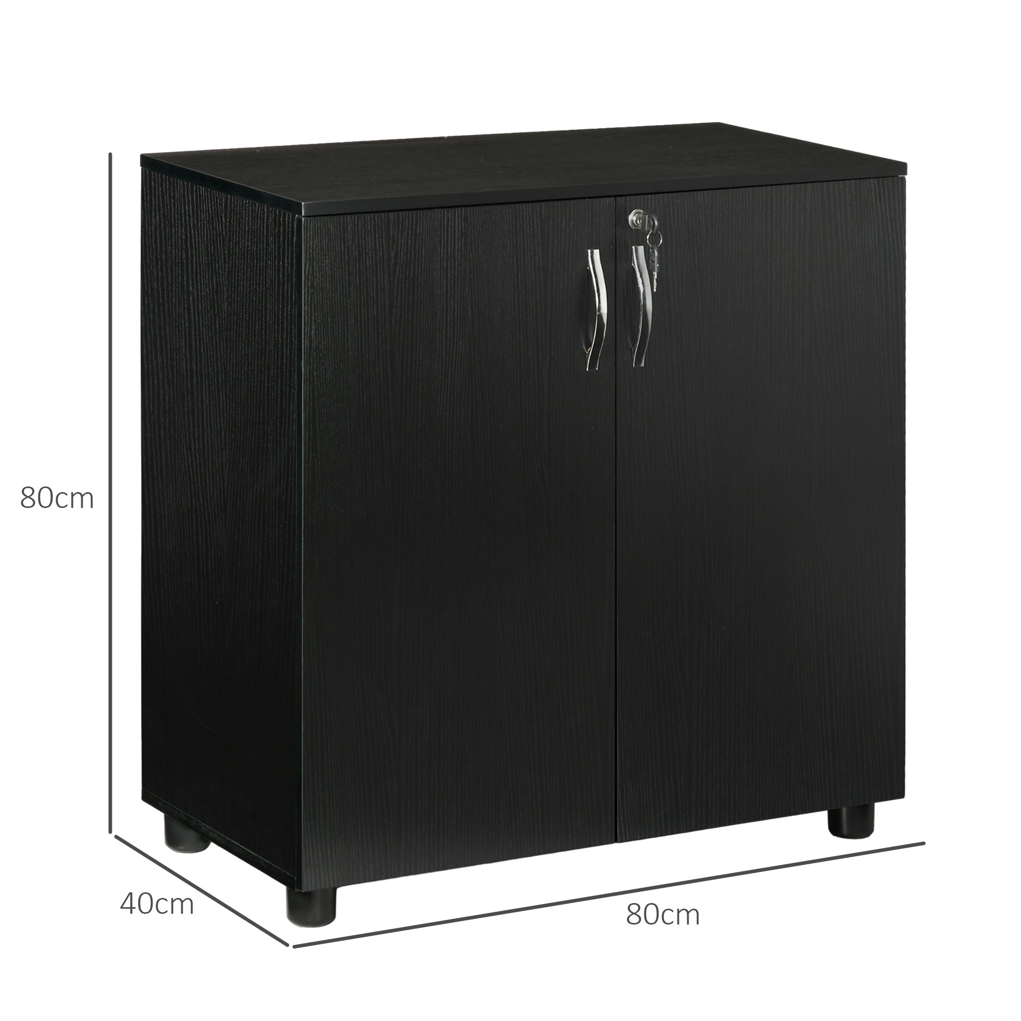 Vinsetto Lockable Office Storage Cabinet 2-Tier Filing Cabinet w/ Feet 2 Keys Melamine Coating Aluminium Handles Home Office Printer Stand Black - North Peak Garden Furniture