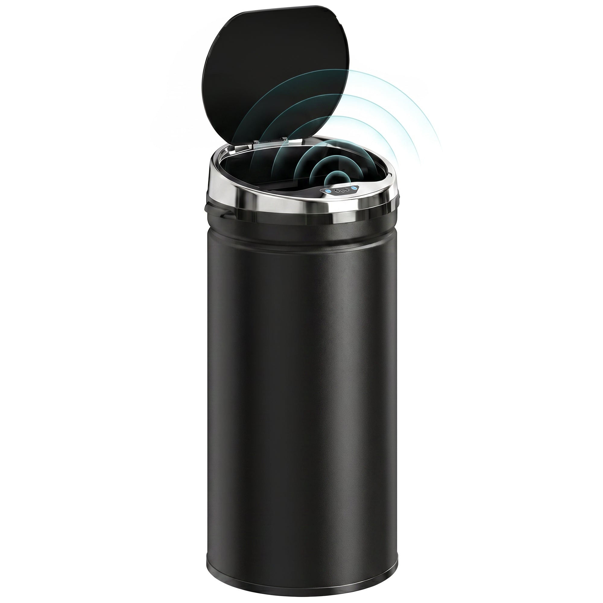 HOMCOM 42L Sensor Bin for Kitchen Waste Automatic Dustbin Motion Detection Dustbin  Stainless Steel Rubbish Can with Bucket, Black