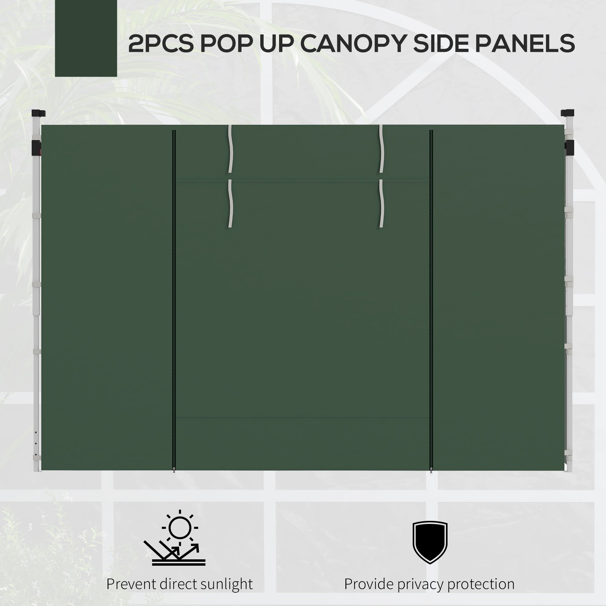 Outsunny Gazebo Side Panels, 2 Pack Sides Replacement, for 3x3(m) or 3x6m Pop Up Gazebo, with Windows and Doors, Green - North Peak Garden Furniture