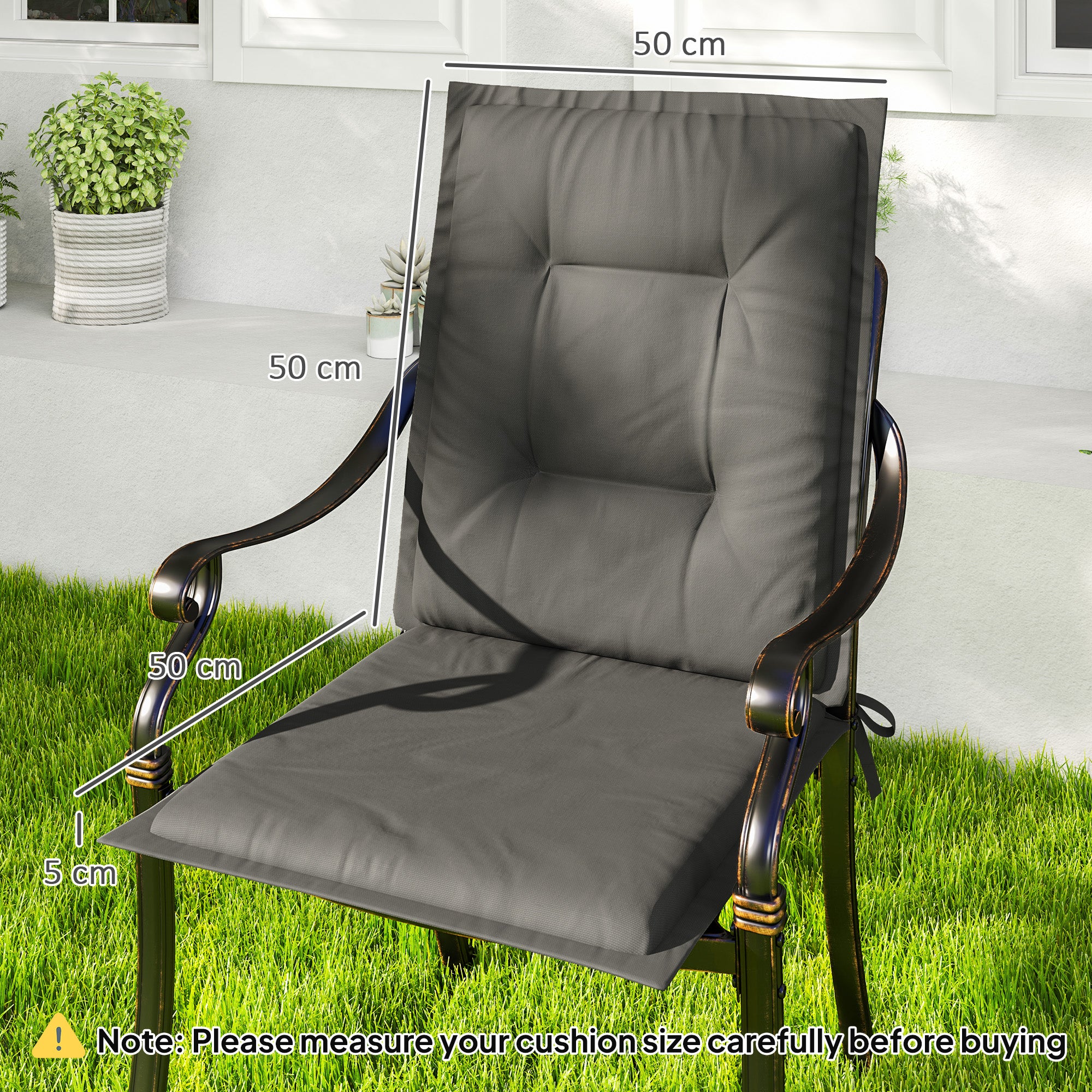 Outsunny Set of Four Padded Garden Seat Cushions - Light Grey - North Peak Garden Furniture