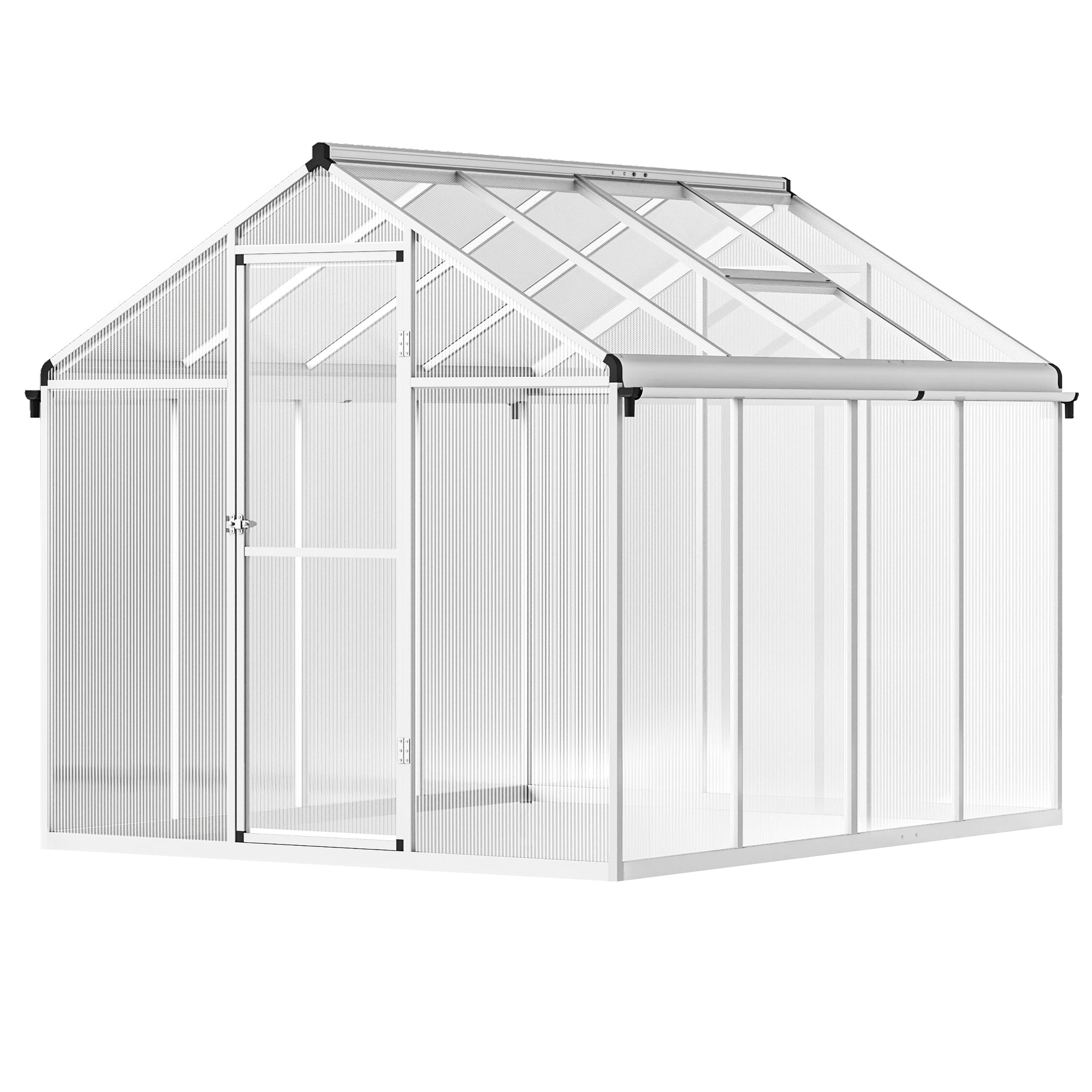 Outsunny 8 x 6ft Aluminium Frame Greenhouse, with Foundation - North Peak Garden Furniture