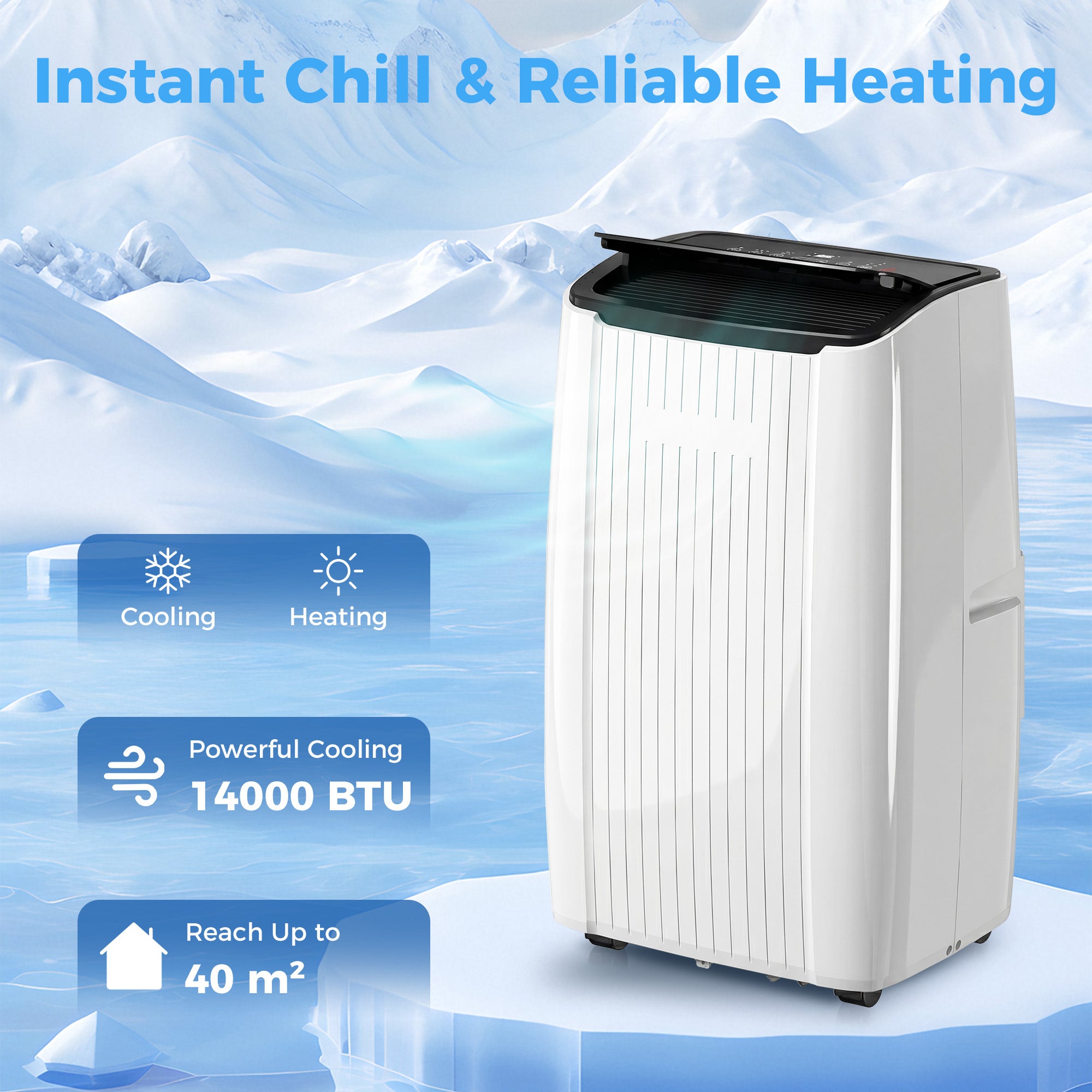 HOMCOM 14000 BTU 5-in-1 Portable Air Conditioner with Cool, Heat, Dehumidifier, Fan, Sleep, WiFi Voice Control, White