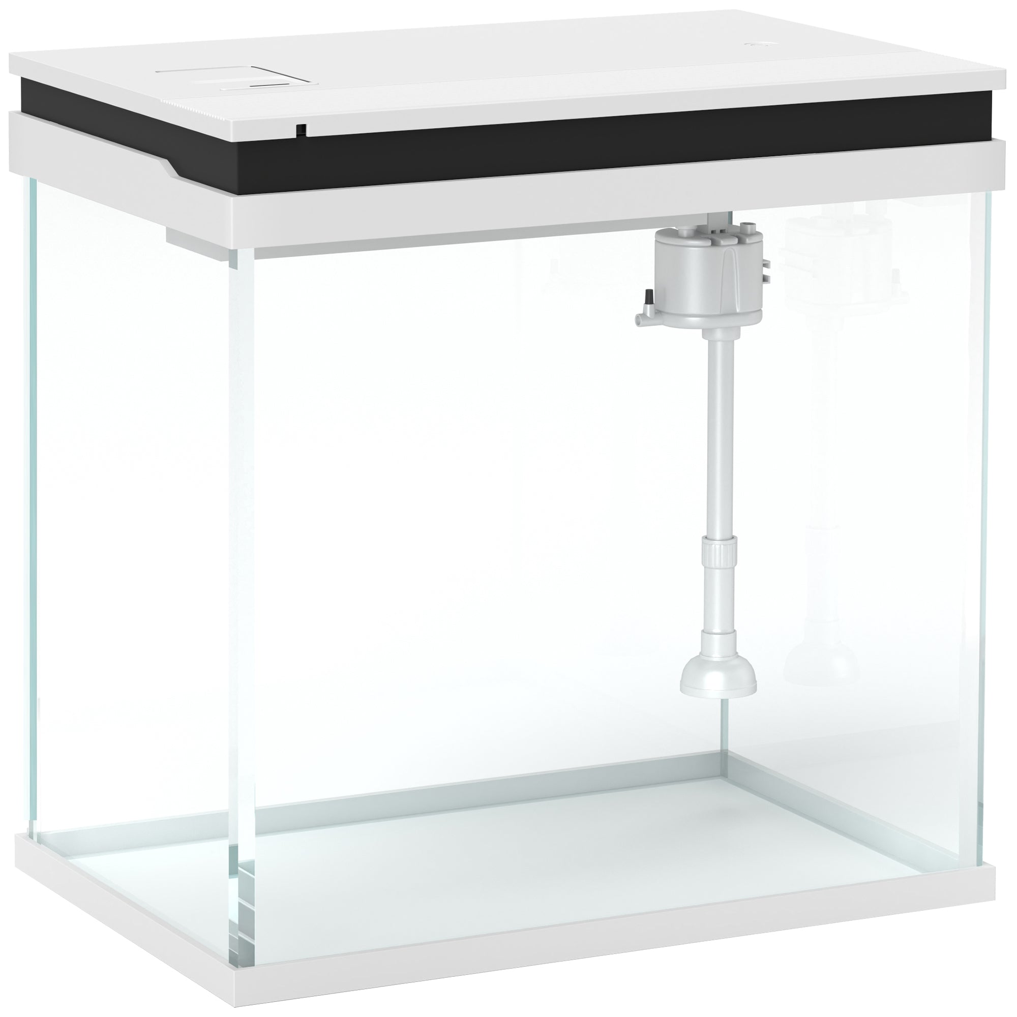PawHut 26L Glass Fish Tank with Filter System, LED Lights, Water Pump, White - North Peak Garden Furniture