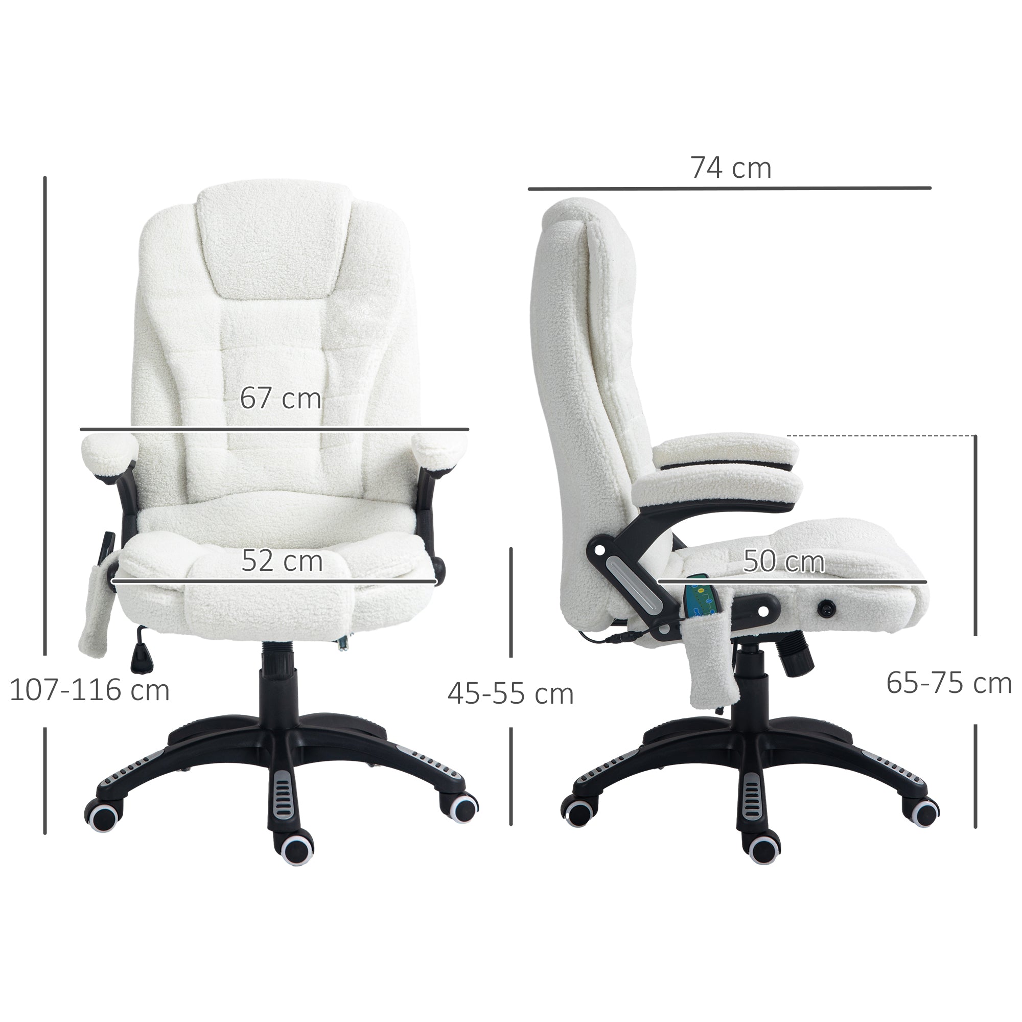 Vinsetto Boucle Six-Point Massage Office Chair - White - North Peak Garden Furniture