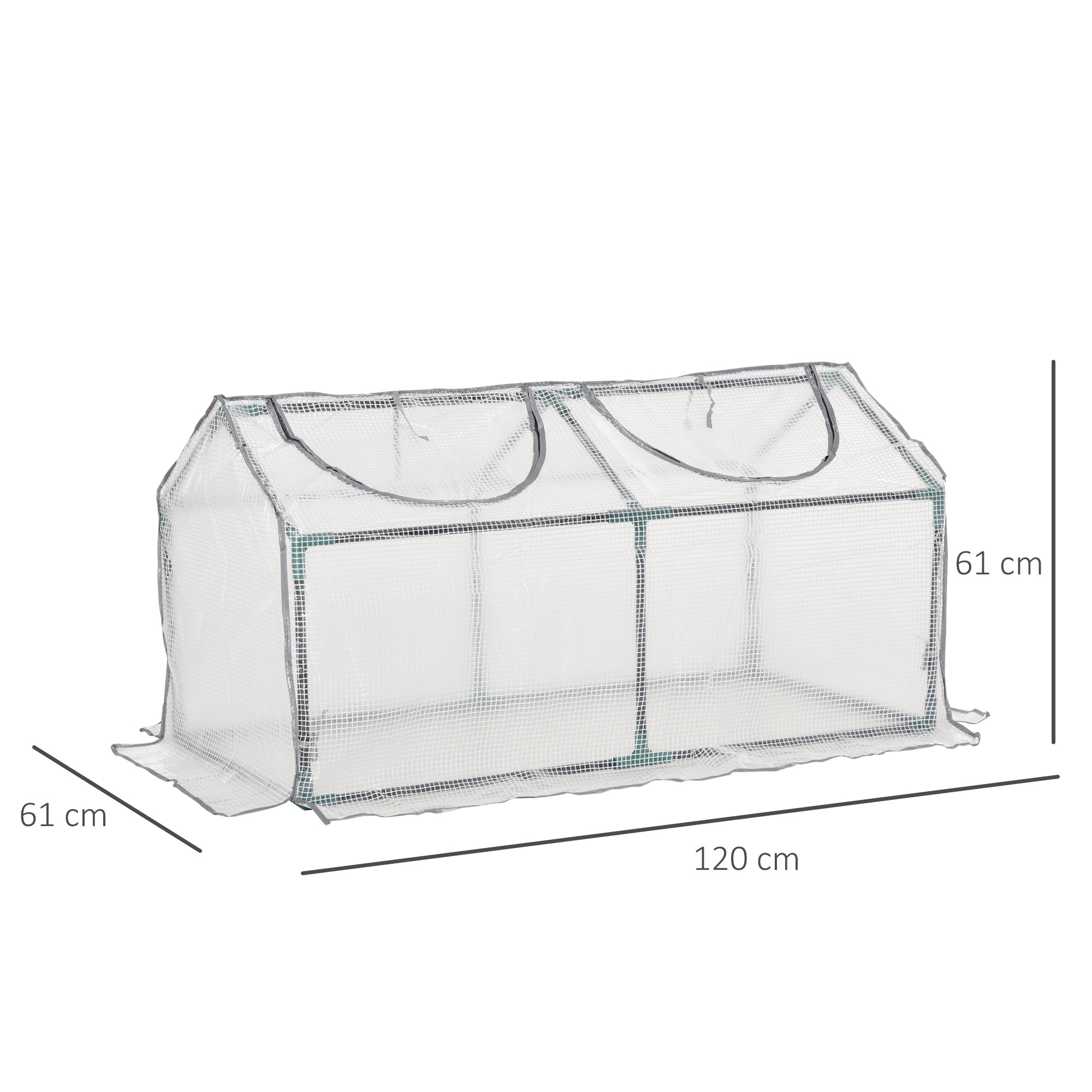 Outsunny Mini Greenhouse Portable Flower Planter Tomato Vegetable House for Garden Backyard with Zipper 120 x 60 x 60 cm, White - North Peak Garden Furniture