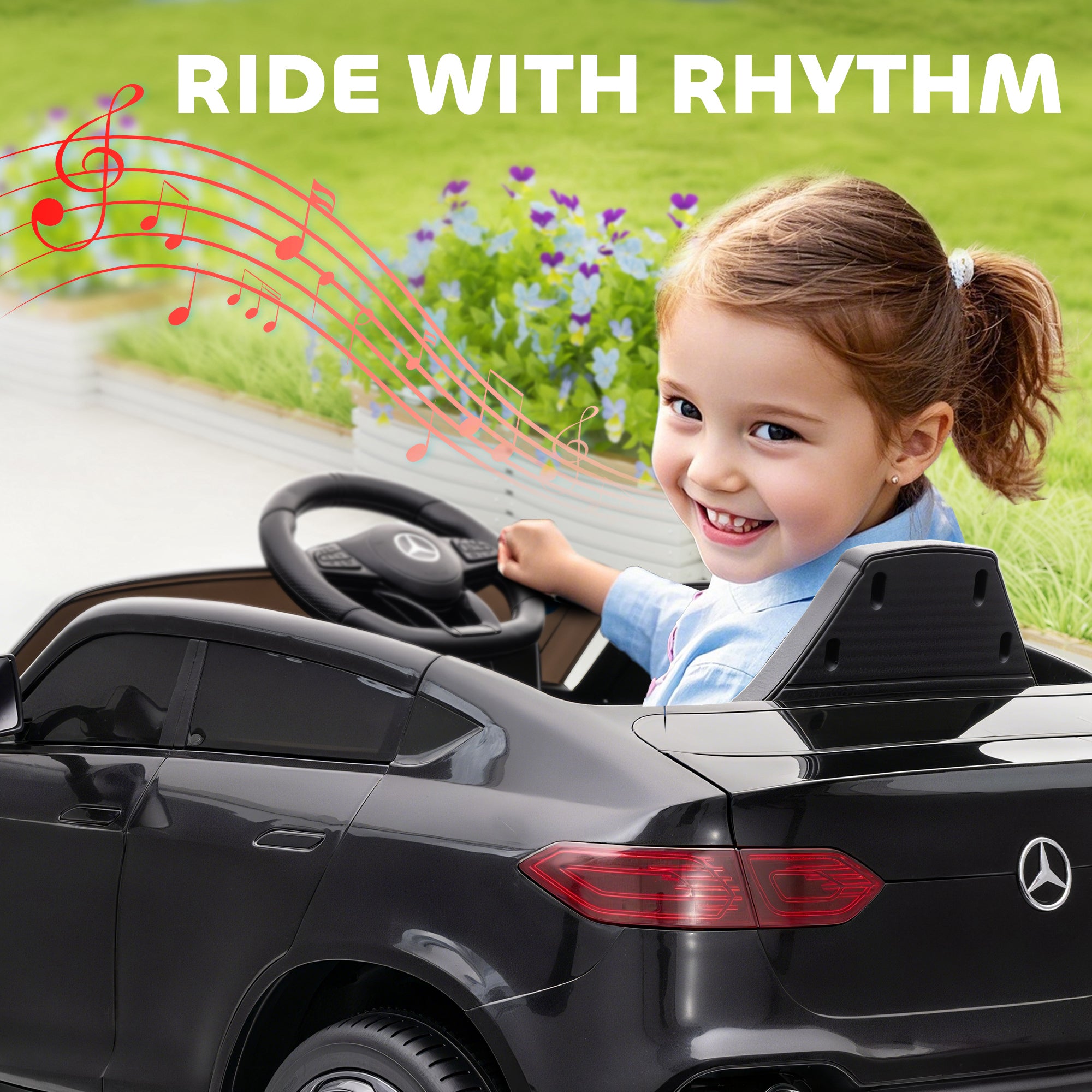 AIYAPLAY Mercedes-Benz GLC Licensed Kids Ride on Car with Remote Control, Soft Start, MP3, LED Headlights, Black