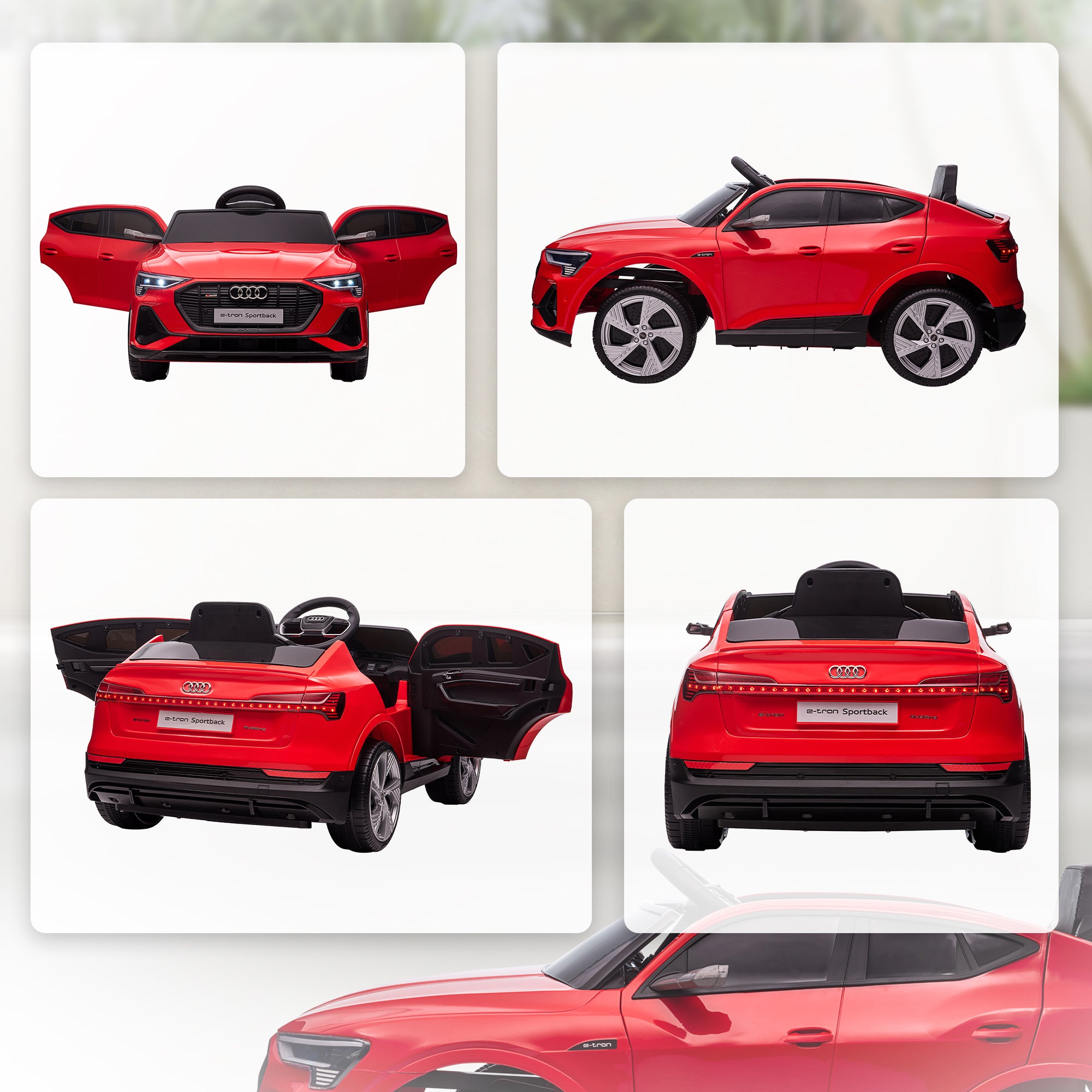 HOMCOM Audi E-tron Licensed 12V Kids Electric Ride On Car with Parental Remote Music Lights MP3 Suspension Wheels for 3-5 Years Red