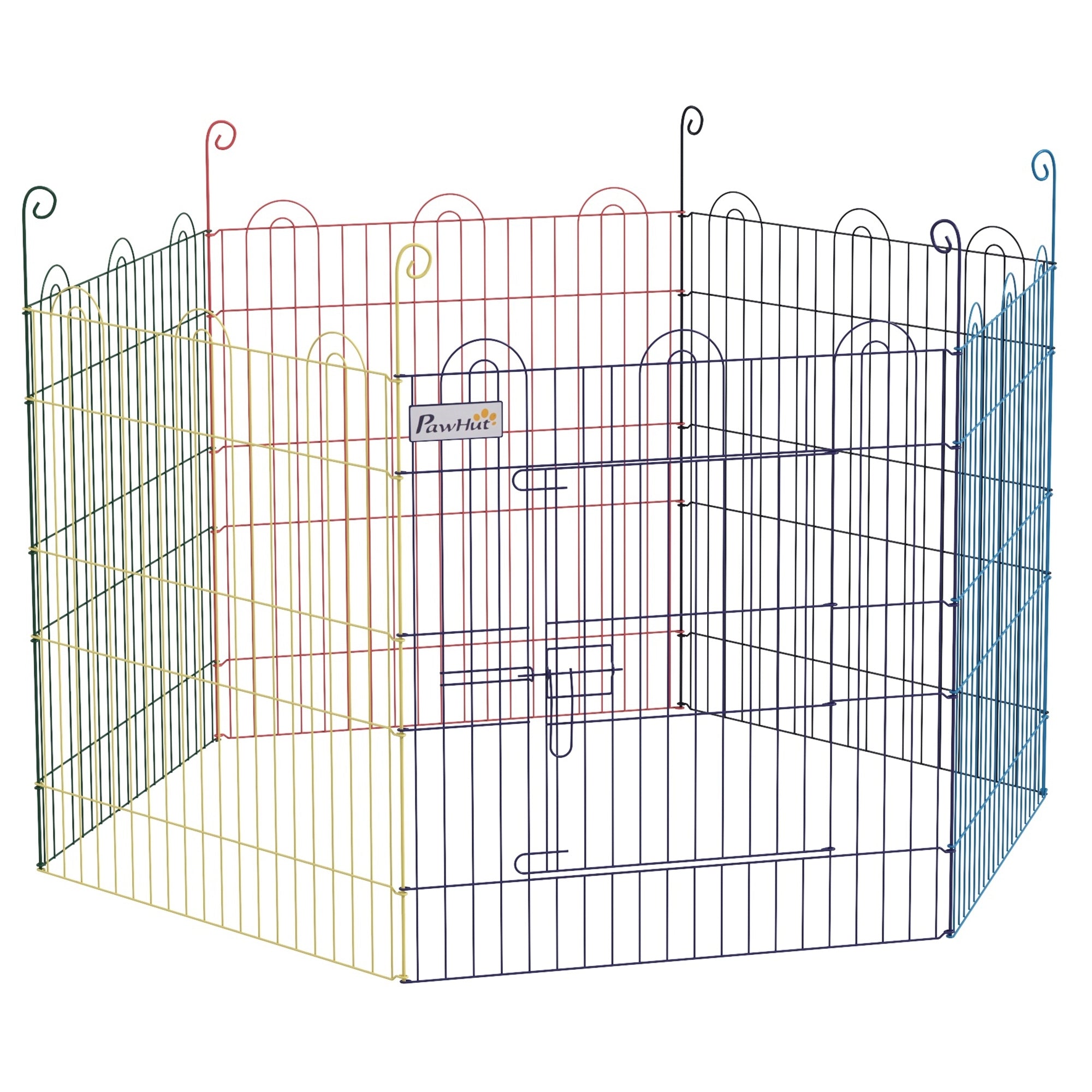 PawHut Pet Playpen Crate, with Six Panels, Door, for Indoors and Outdoors - North Peak Garden Furniture