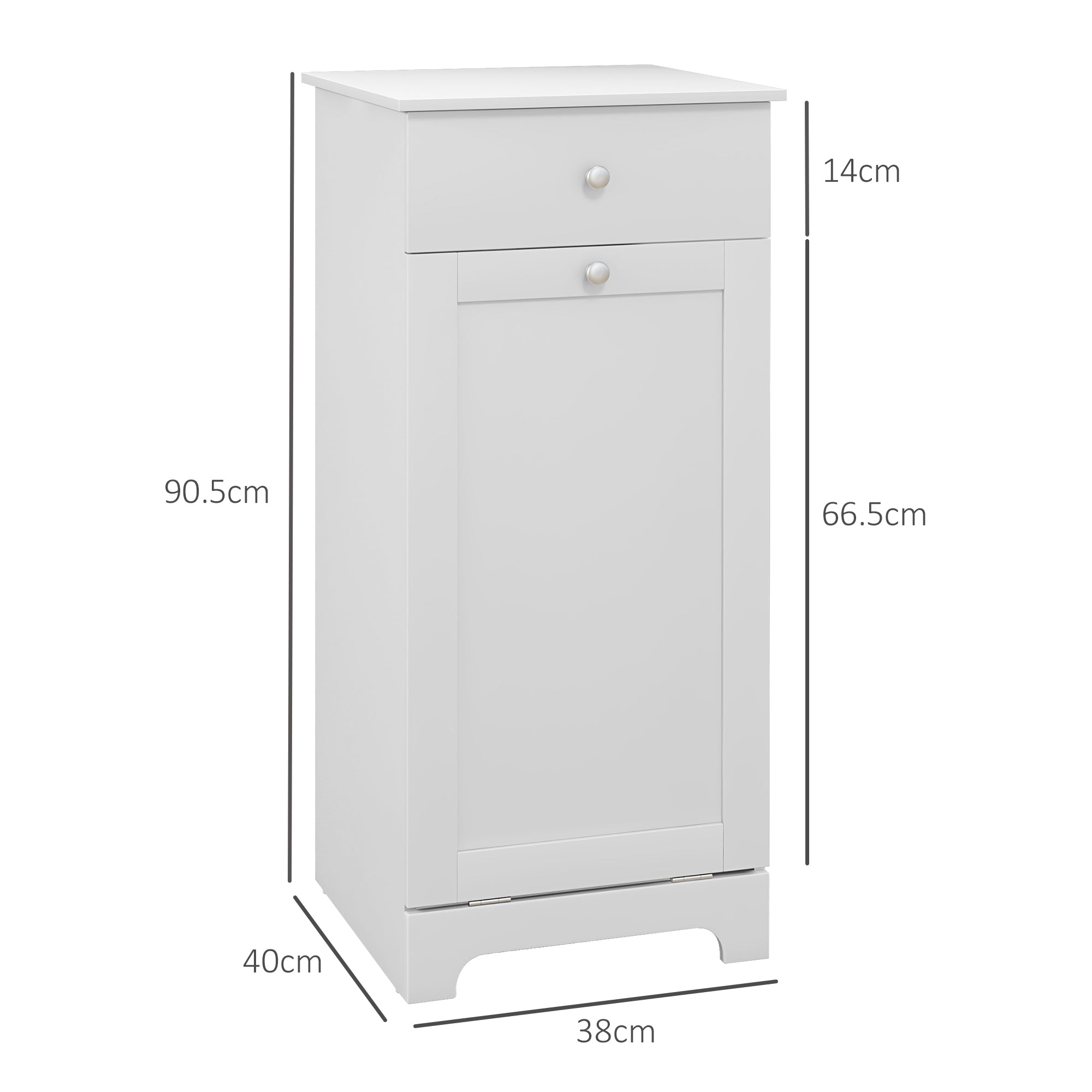 HOMCOM Single Hamper Laundry Storage Cabinet - White - North Peak Garden Furniture
