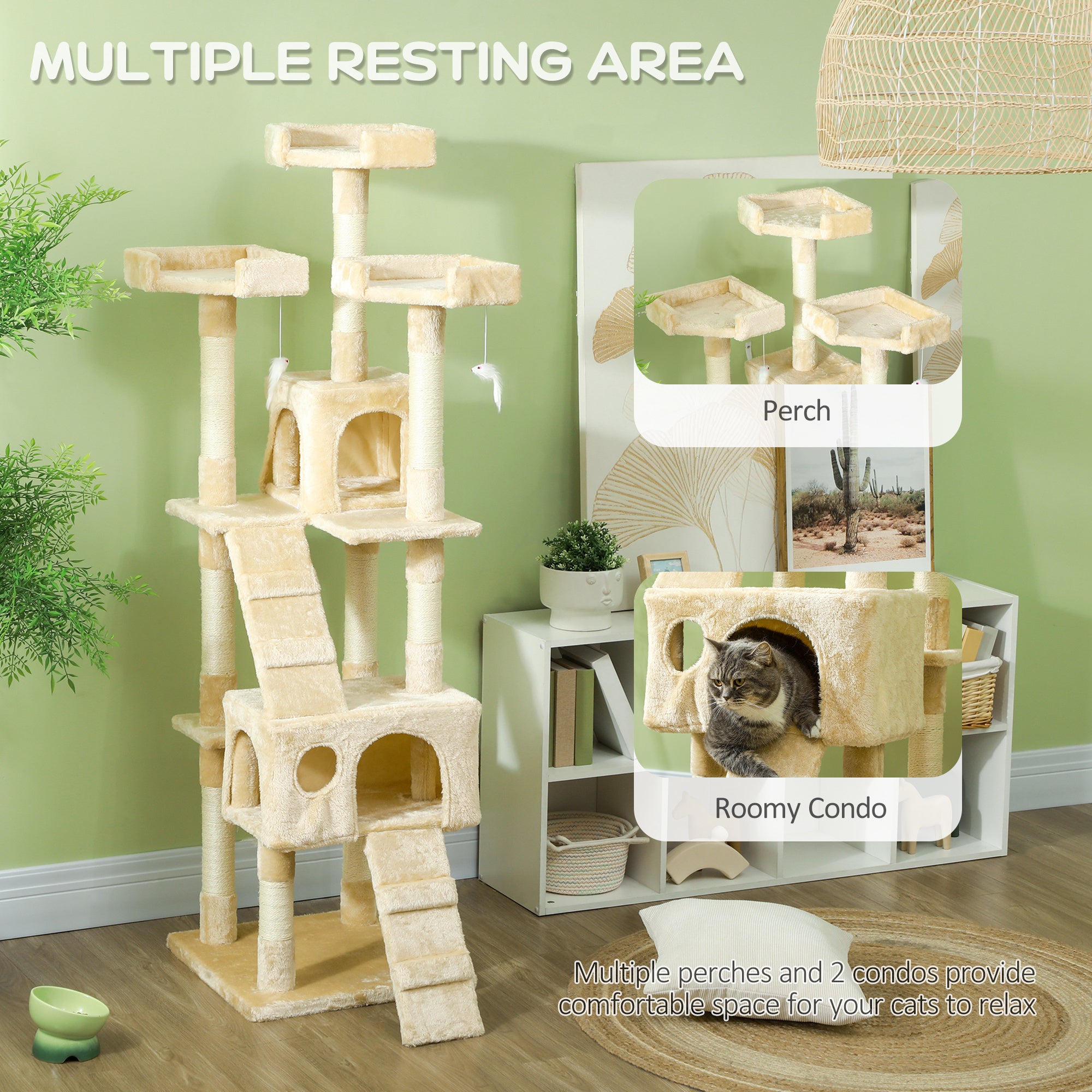 PawHut Cat Tree Scratching House, Activity Play Centre - North Peak Garden Furniture