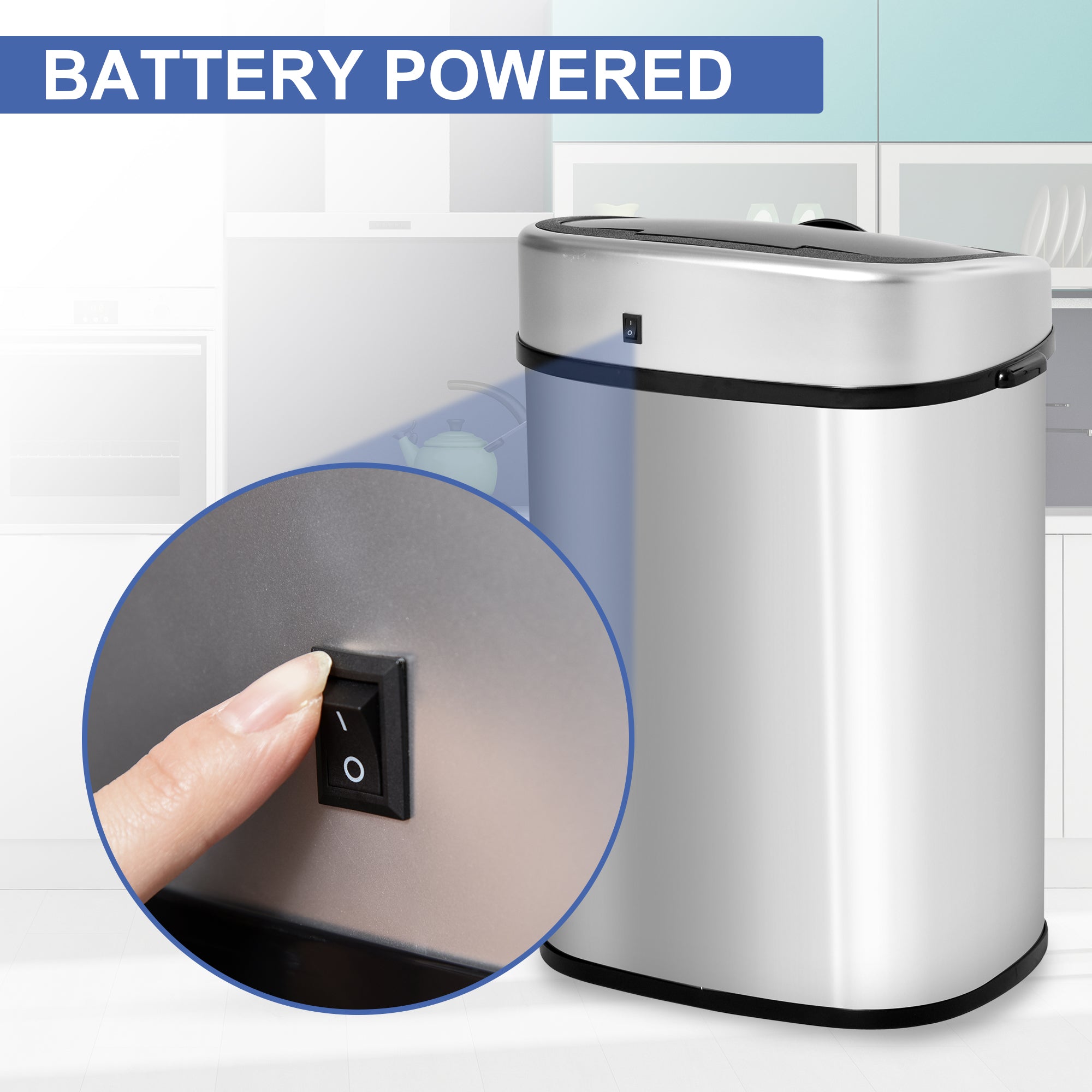 HOMCOM Stainless Steel Kitchen Sensor Dustbin Automatic Touchless Rubbish Garbage Waste Bin 58L Silver - North Peak Garden Furniture