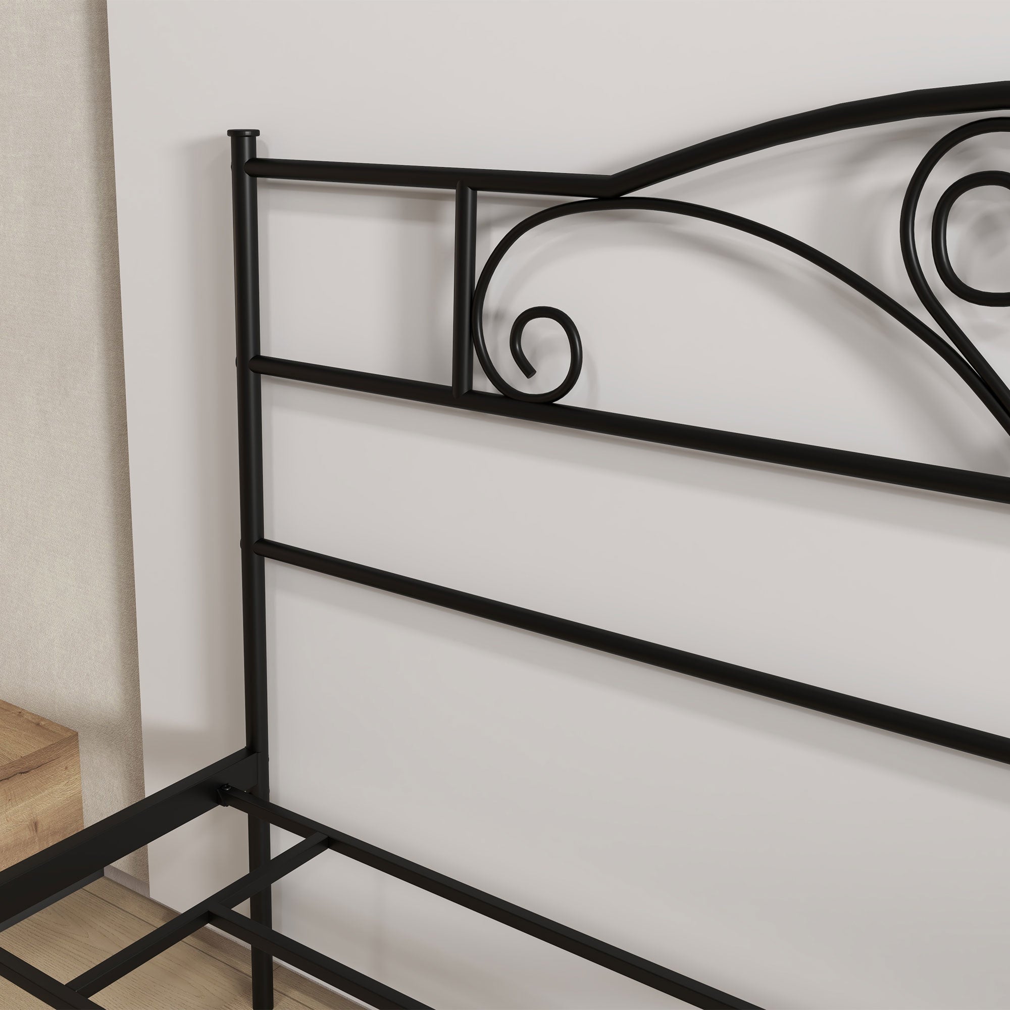 HOMCOM King Size Bed Frame, 5ft4 Metal Bed Base with Headboard and Footboard, 31cm Underneath Storage Space for Bedroom - North Peak Garden Furniture
