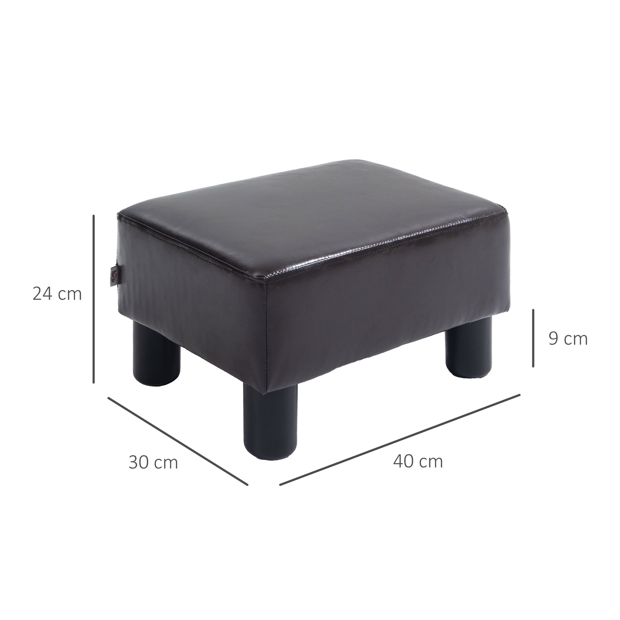 HOMCOM PU Leather Footstool Ottoman Cube with 4 Plastic Legs