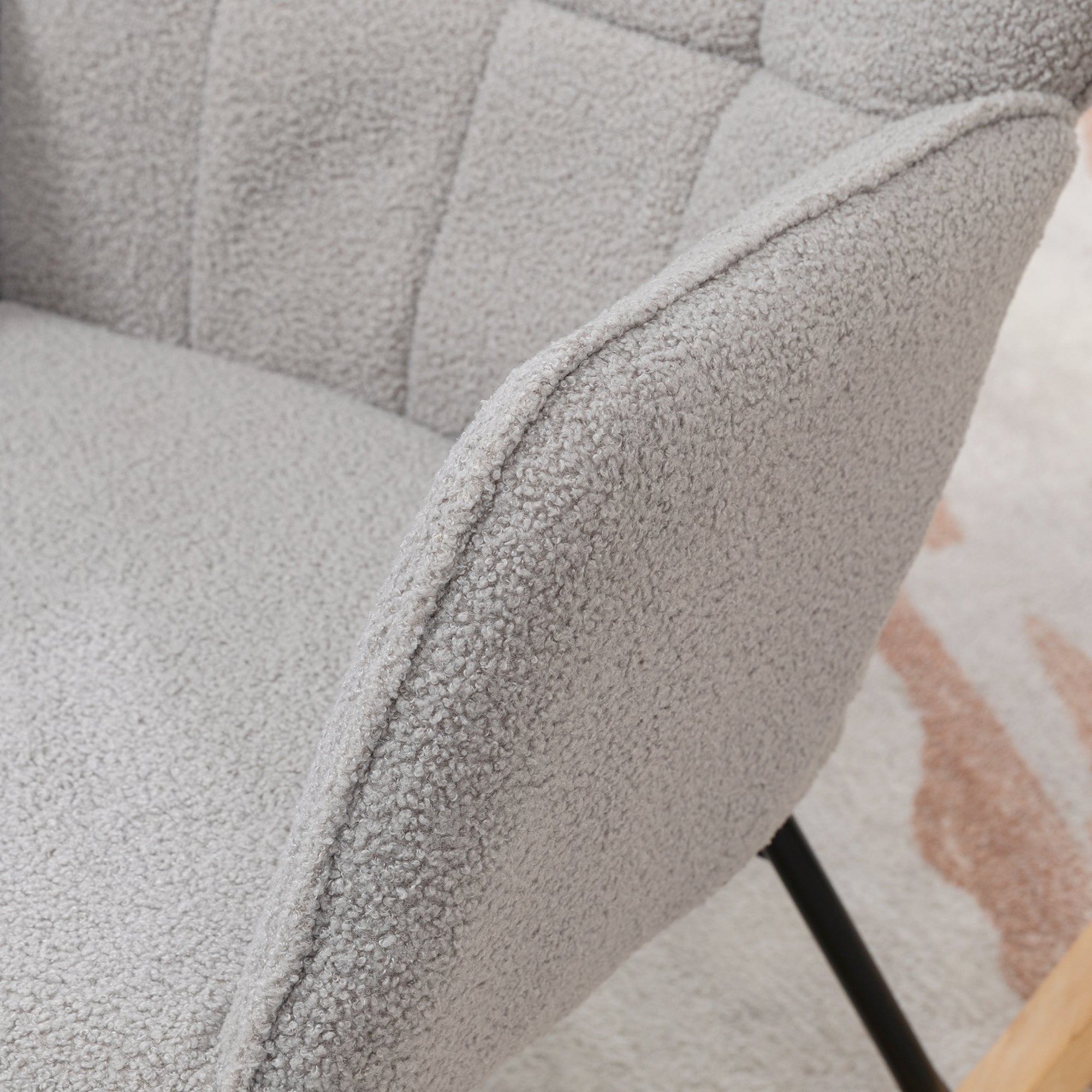 HOMCOM Berber Fleece Nursery Glider Rocker for Nursing, Wingback Rocking Chair for Living Room, Light Grey - North Peak Garden Furniture