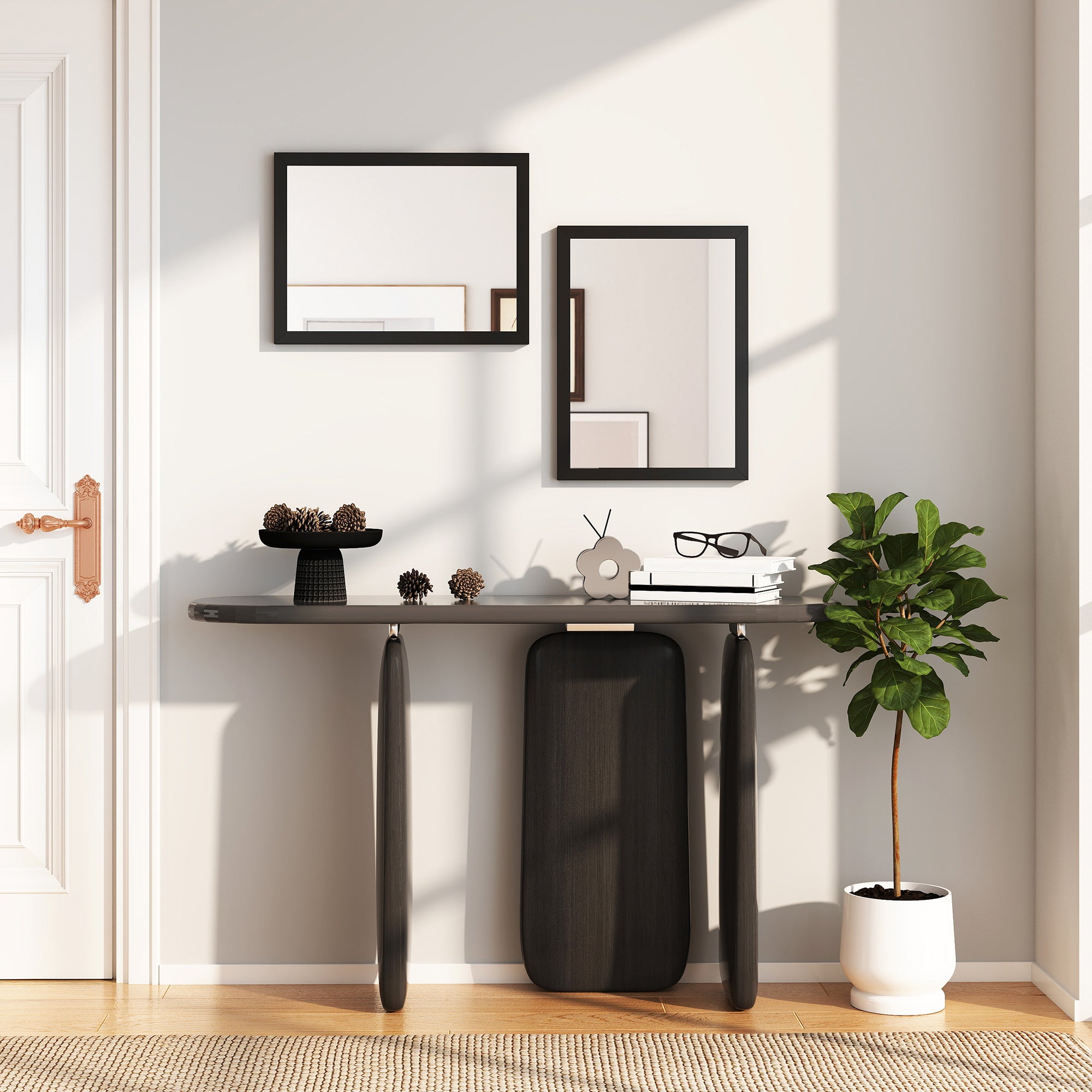 HOMCOM Wall Bathroom Mirror, 30 x 40 cm Wall-Mounted Mirror for Living Room, Bedroom, Hallway, Set of 2, Black