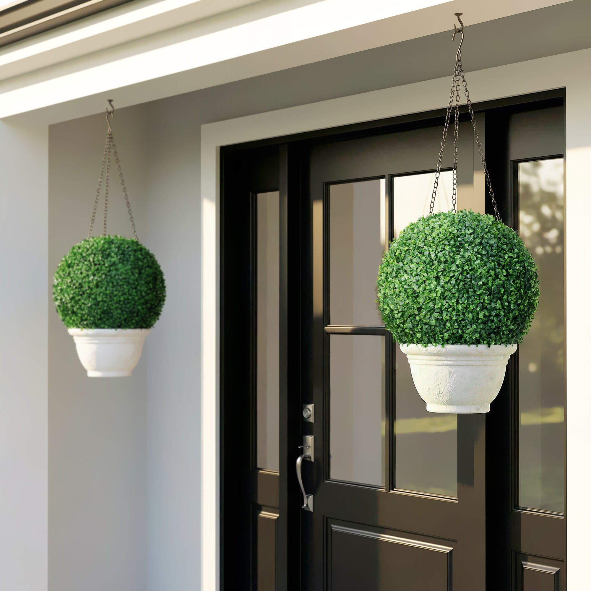 HOMCOM Set of Two Artificial Boxwood Balls Plants - Green