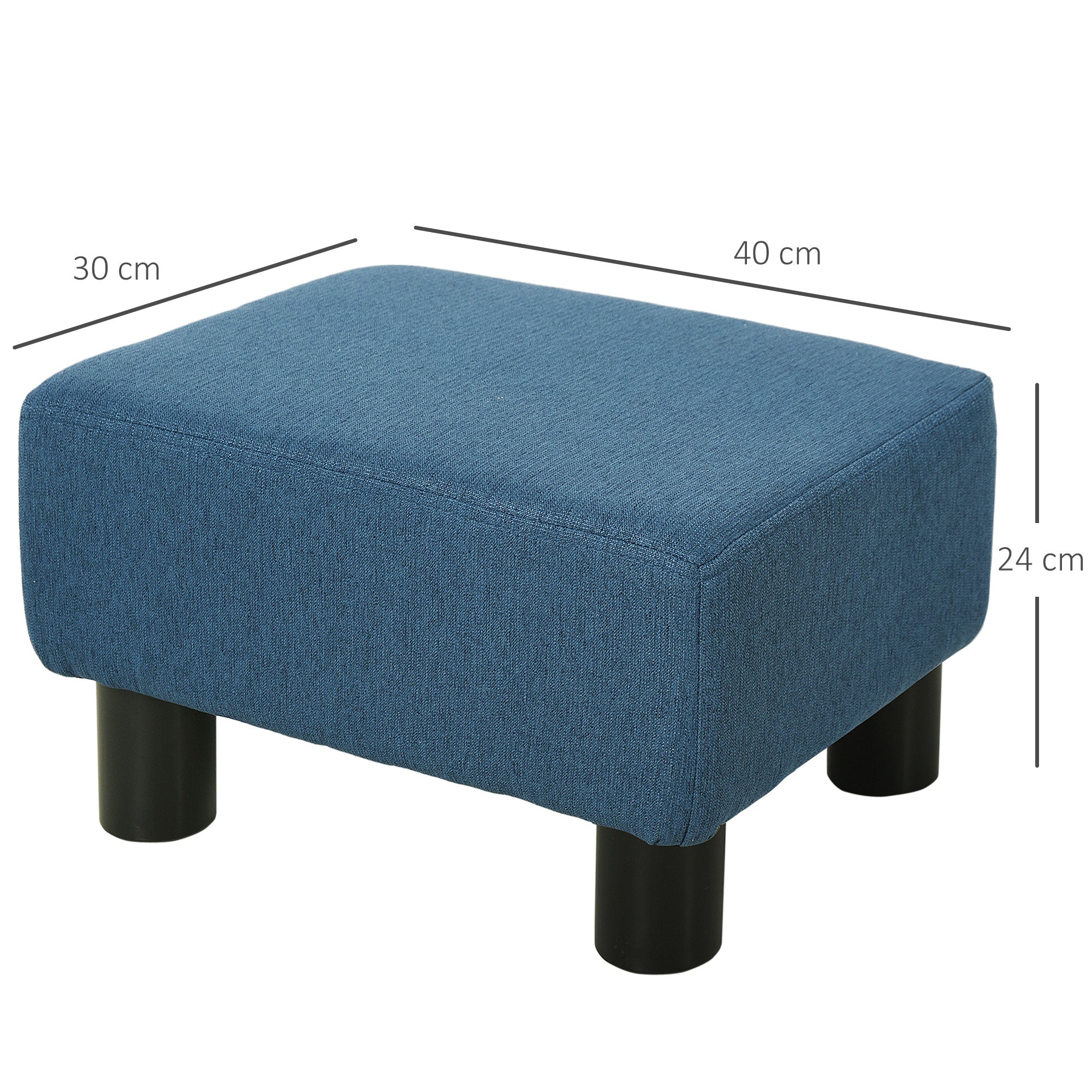 HOMCOM Linen Fabric Footstool Ottoman Cube with 4 Plastic Legs - North Peak Garden Furniture