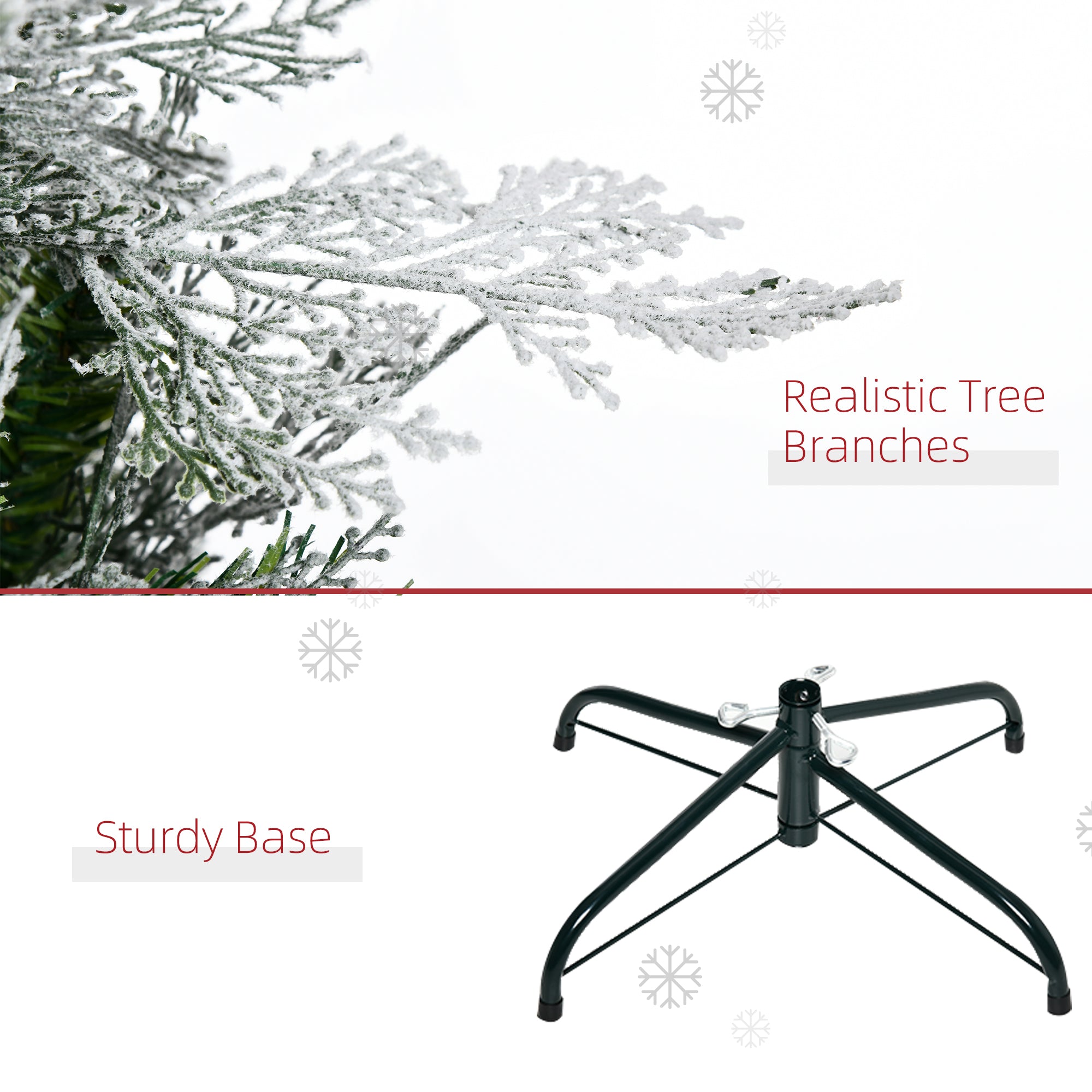 HOMCOM 6 Ft Pencil Snow Flocked Artificial Christmas Tree with Realistic Cypress Branches, Auto Open, Green - North Peak Garden Furniture
