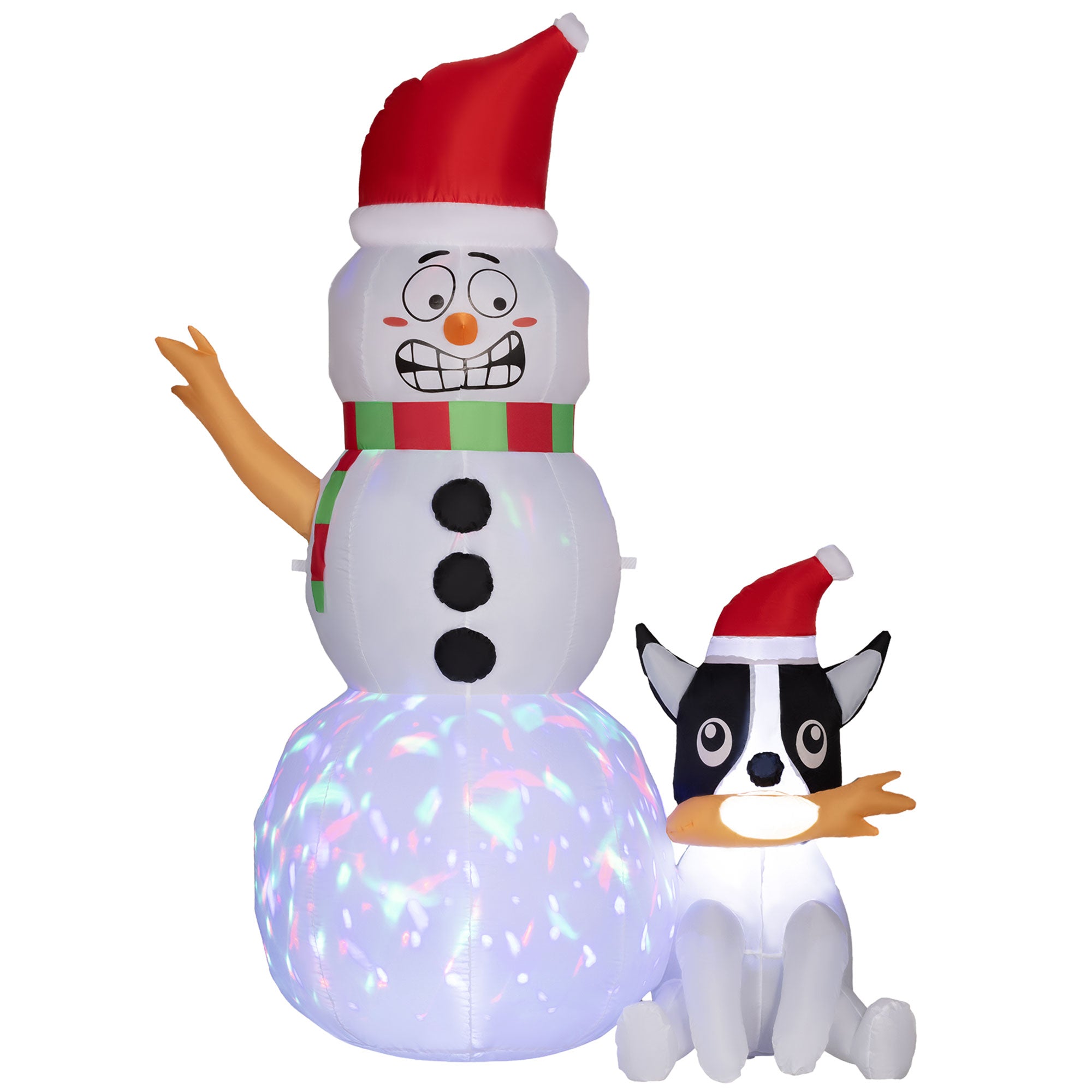 Outsunny 6.2ft Inflatable Santa with Dog Decoration - North Peak Garden Furniture