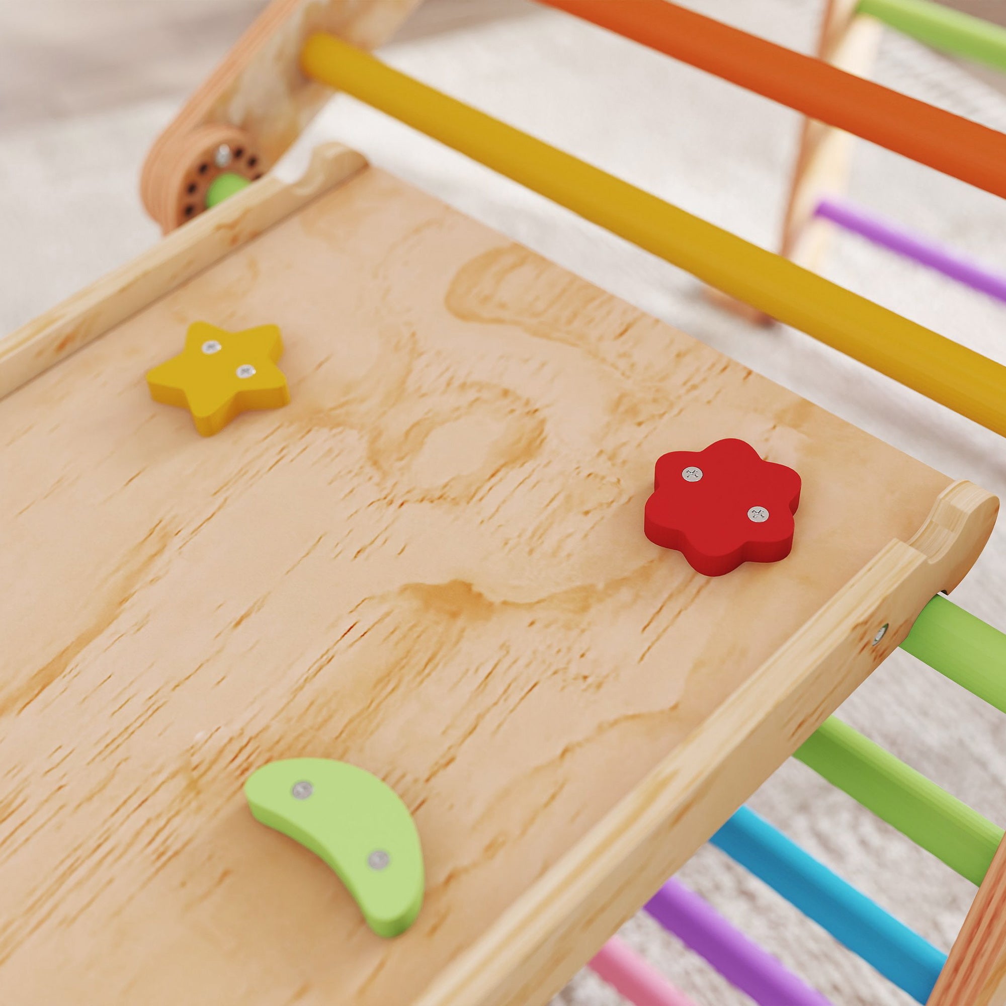 AIYAPLAY 9 in 1 Toddler Climbing Frame with Ramp, Slide, Arch, Ladder, Blackboard for 18-48 Months