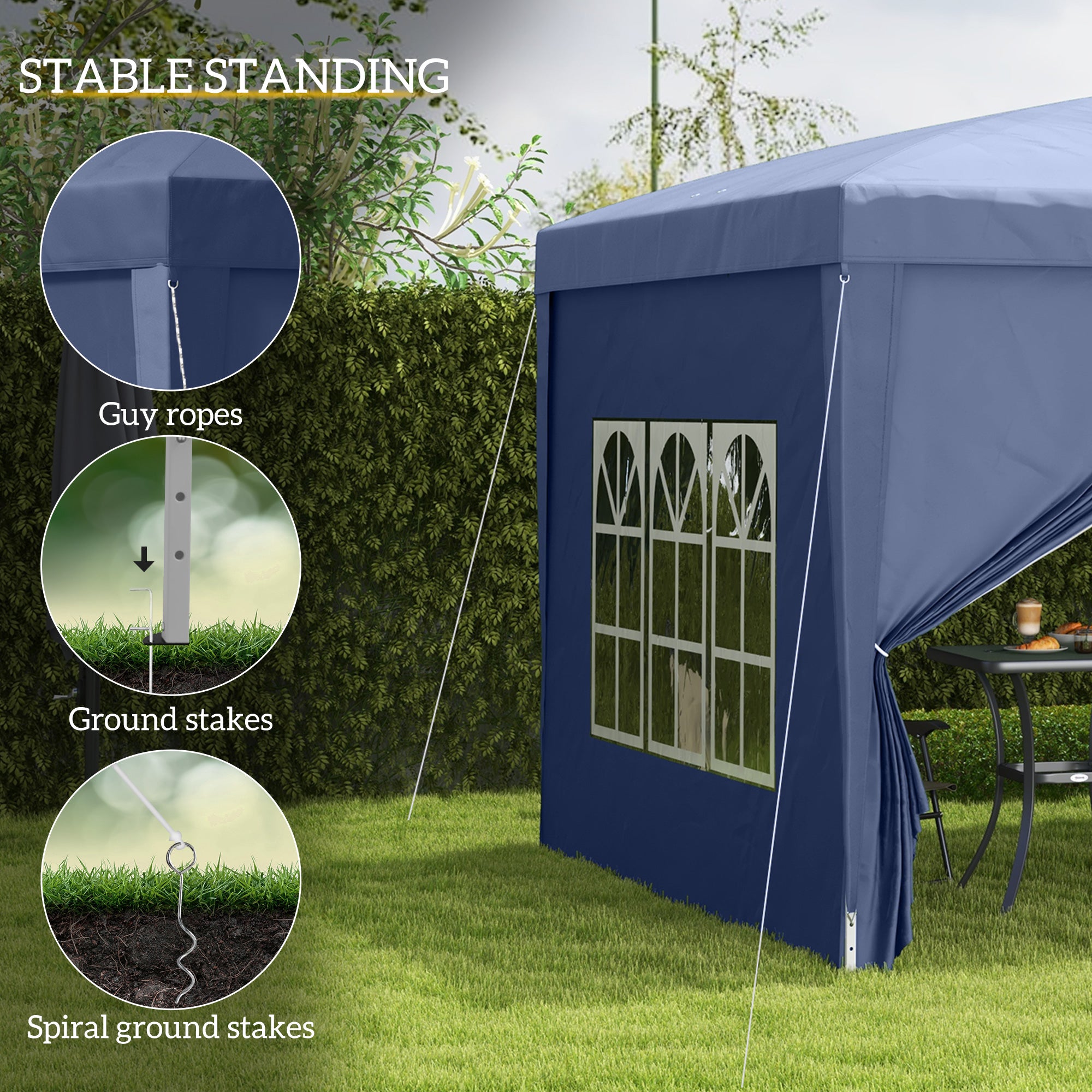 Outsunny 3 x 3(m) Pop Up Gazebo, Water and UV Resistant Party Tent Camping Canopy Marquee with Carry Bag, Blue - North Peak Garden Furniture