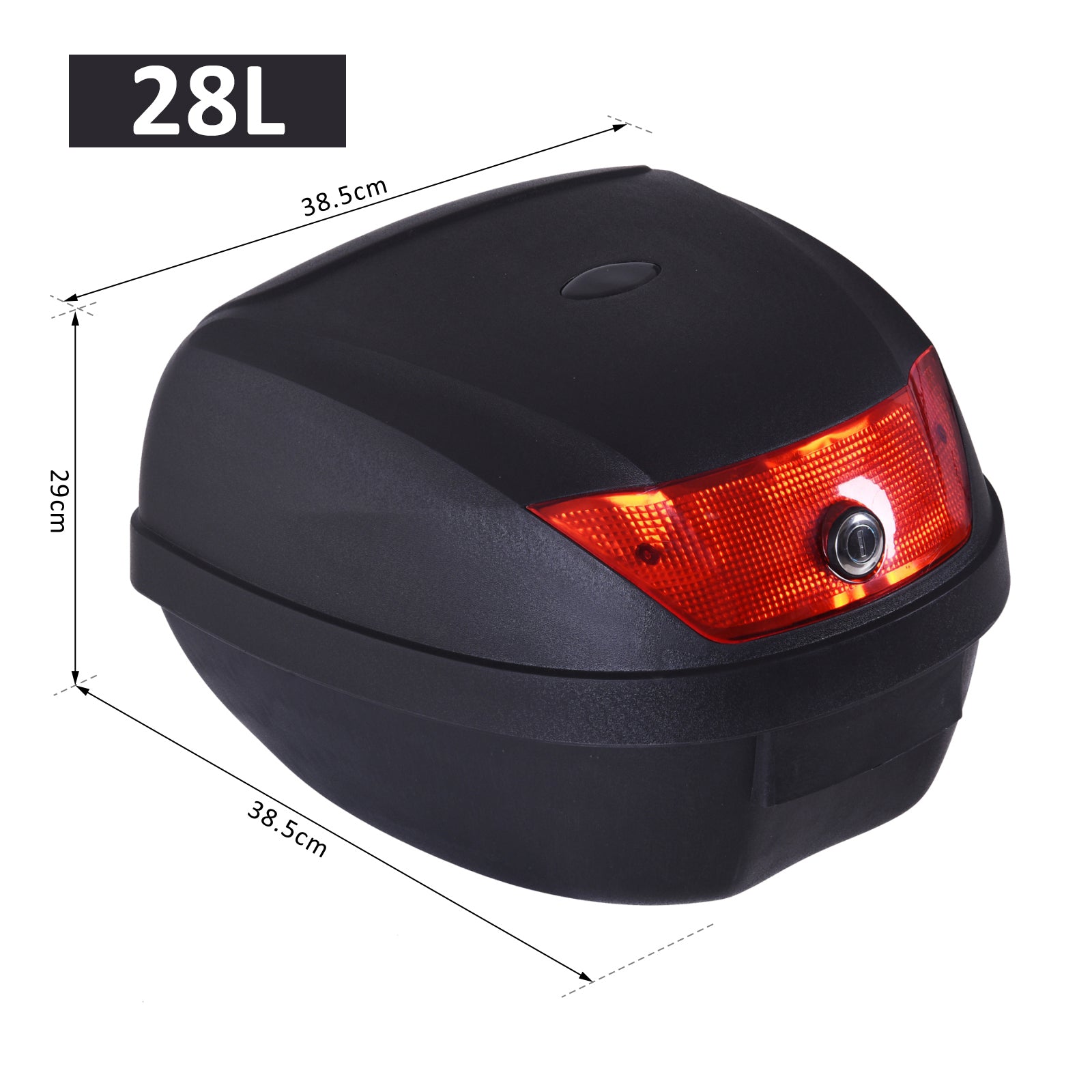 HOMCOM 28L Motorcycle Tail box Helmet Top Case Motorbike Luggage Storage Trunk Carrier Mount Rack w/ 2 Keys - North Peak Garden Furniture