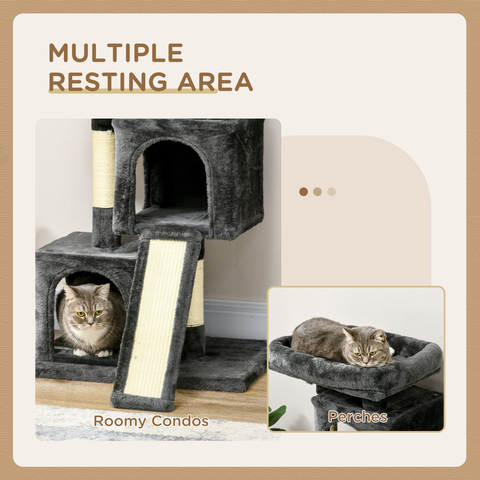 PawHut Cat Tree for Indoor Cats 83cm Cat Scratching Post Scratch Board Kitten Tower Climbing Frame Black - North Peak Garden Furniture