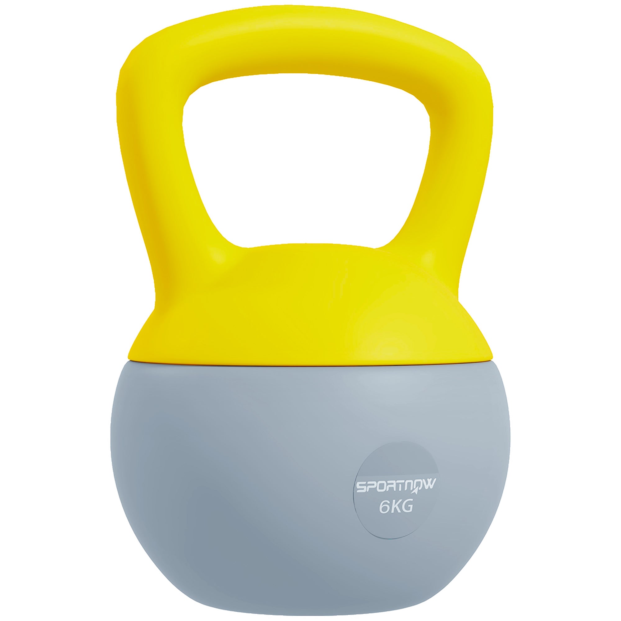 SPORTNOW Soft Kettlebell, 6kg Kettle Bell with Non-Slip Handle for Home Gym Weight Lifting and Strength Training, Yellow and Grey