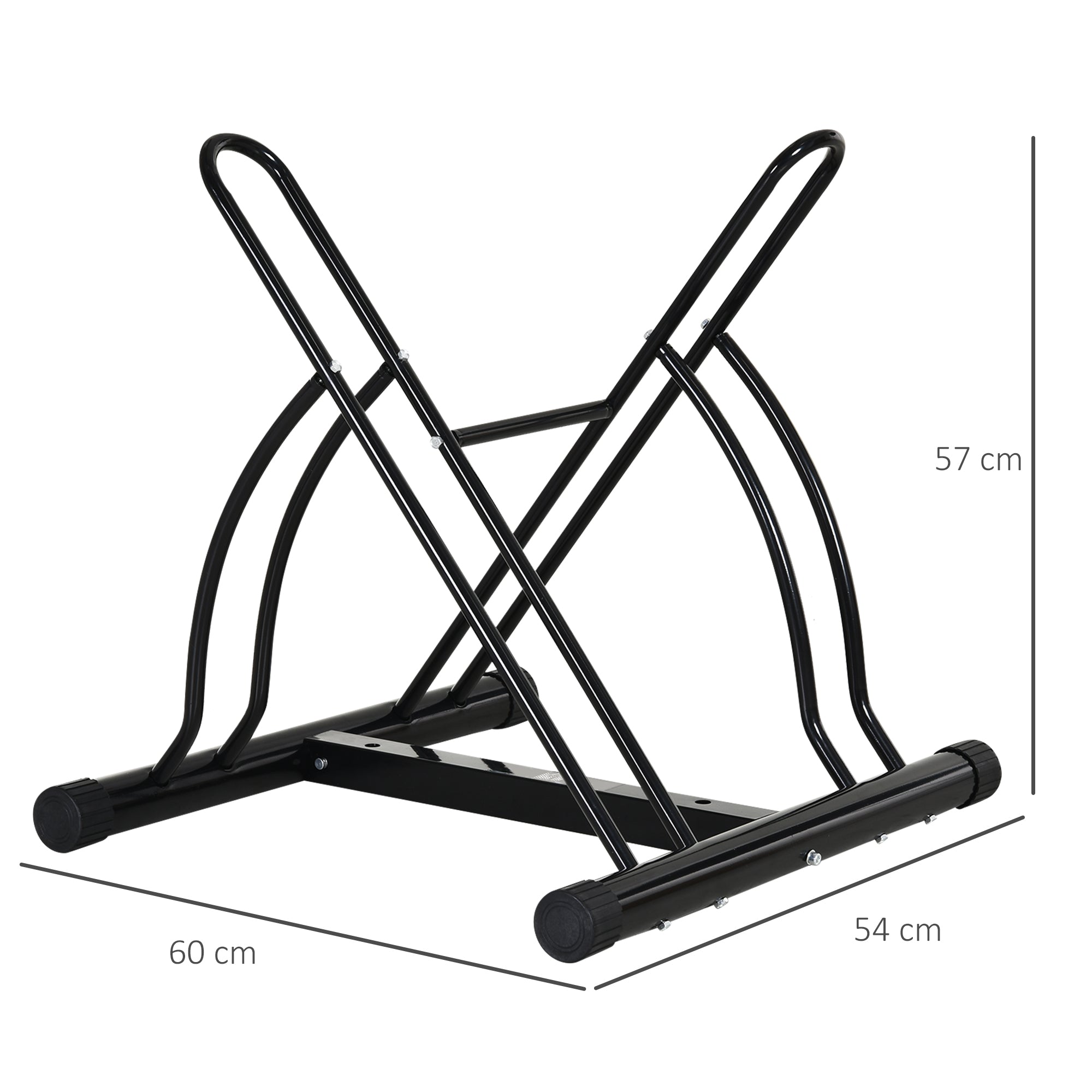 HOMCOM 2 Bike Floor Parking Stand Rack Indoor Outdoor Ground Reversible - Black - North Peak Garden Furniture