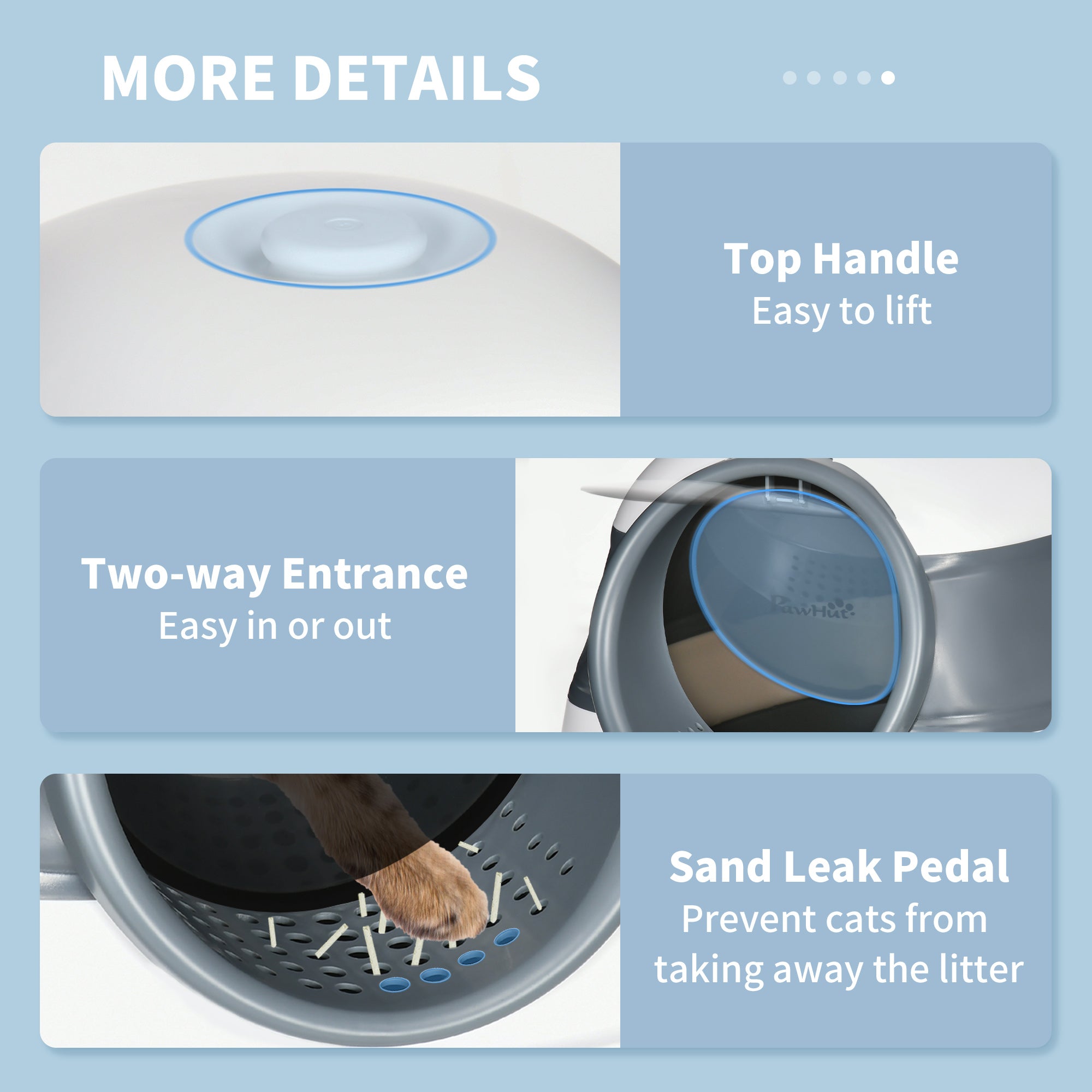 PawHut Foldable Cat Litter Tray with Lid, Deodorant, Scoop, White - North Peak Garden Furniture
