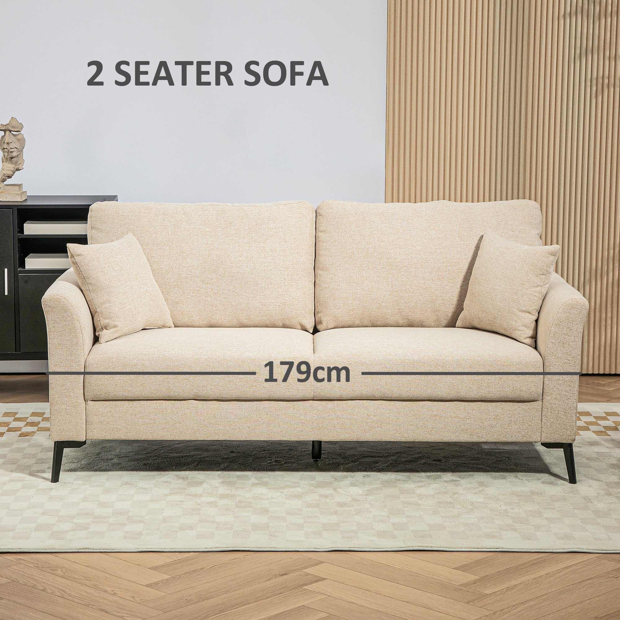 HOMCOM Three-Seater Linen-Look Sofa - Beige - North Peak Garden Furniture