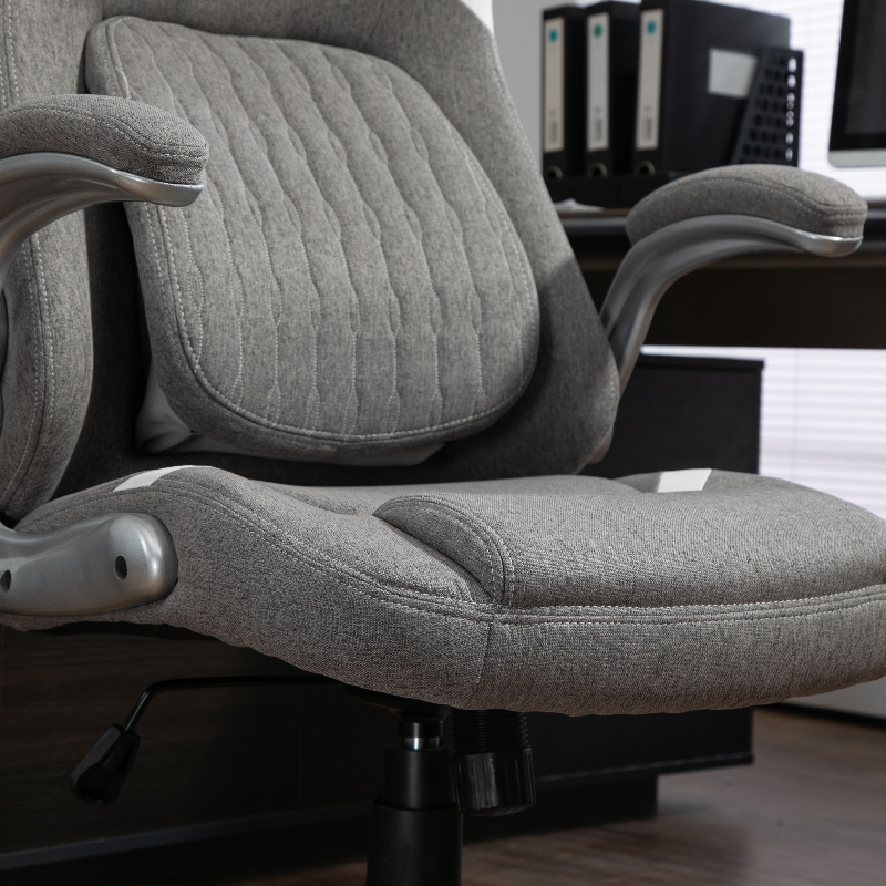 Vinsetto Linen-Look Office Chair, with Adjustable Height and Tension - Grey