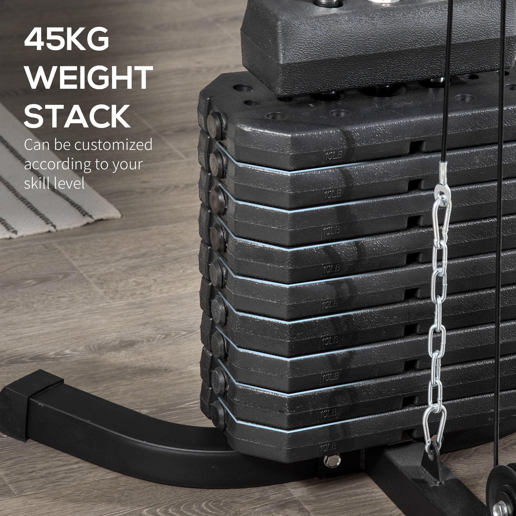 HOMCOM Multi-Exercise Gym Station, with 45kg Weight Stack, for Full Body Workout - North Peak Garden Furniture