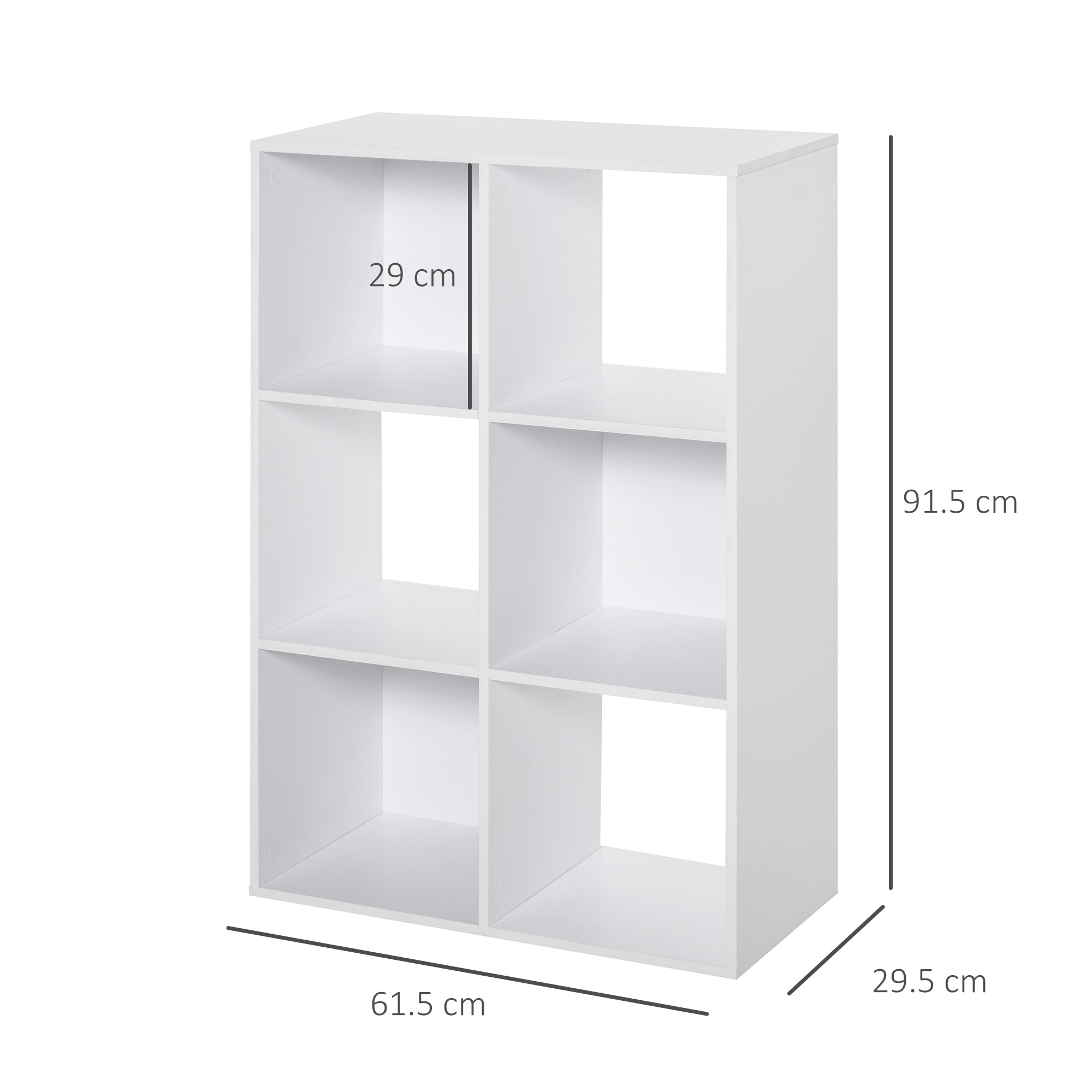 HOMCOM 6 Cubes Storage Unit, 3-Tier Particle Board Bookcase Organiser for Home Office, White